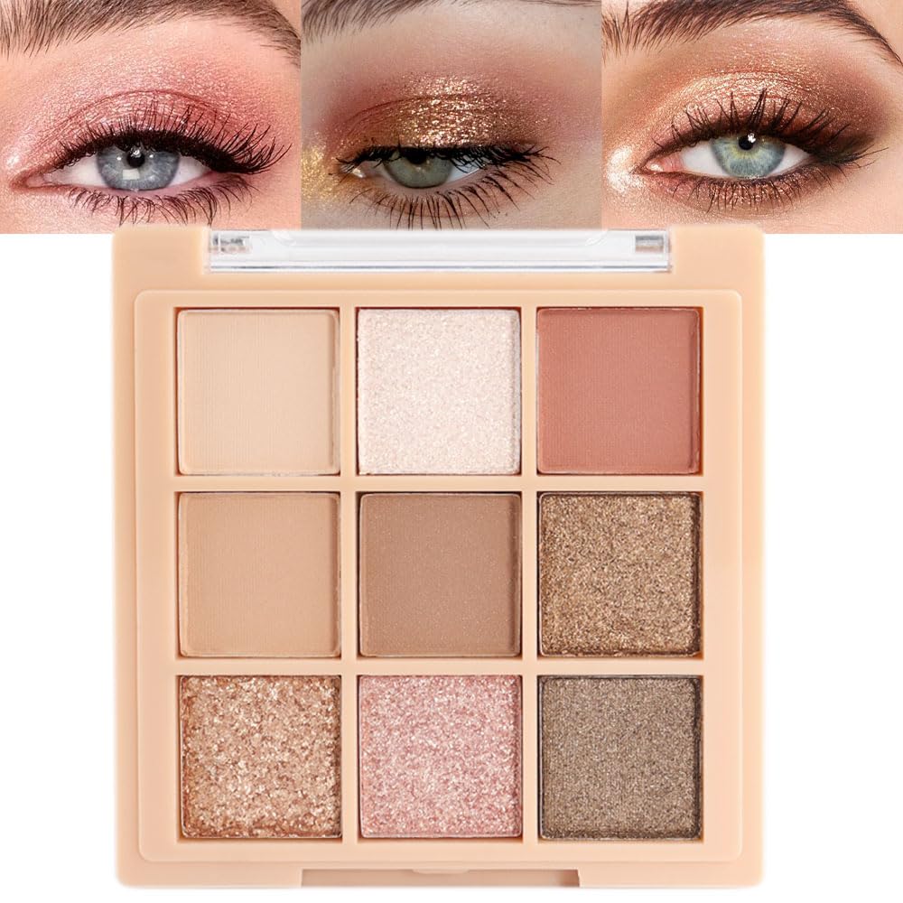 Light Pink Eyeshadow Palette,Neutral Nude Powder Eye Shadow for Older Women,Natural Long Lasting Naturing-Looking Pink Makeup Palette,Talc,Paraben Vegan & Cruelty Free