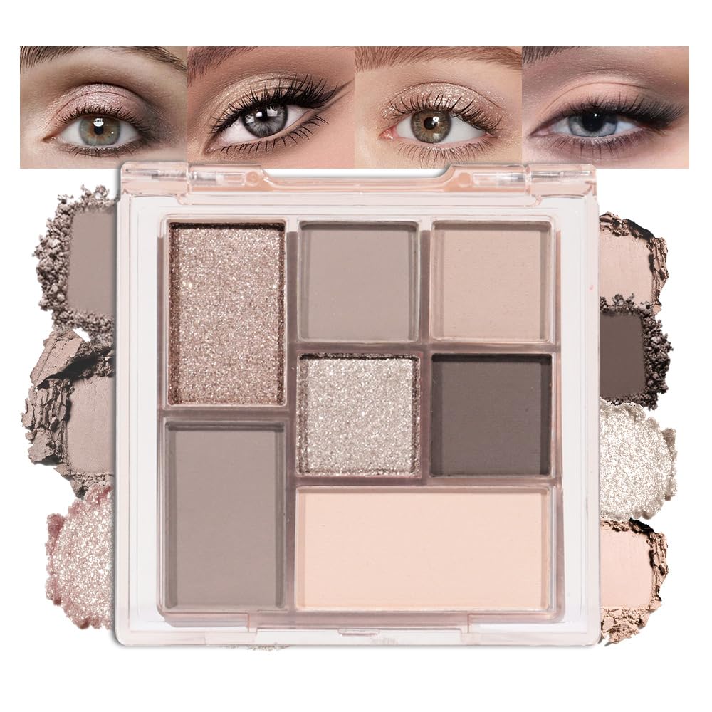 Light Pink Eyeshadow Palette,Neutral Nude Powder Eye Shadow for Older Women,Natural Long Lasting Naturing-Looking Pink Makeup Palette,Talc,Paraben Vegan & Cruelty Free
