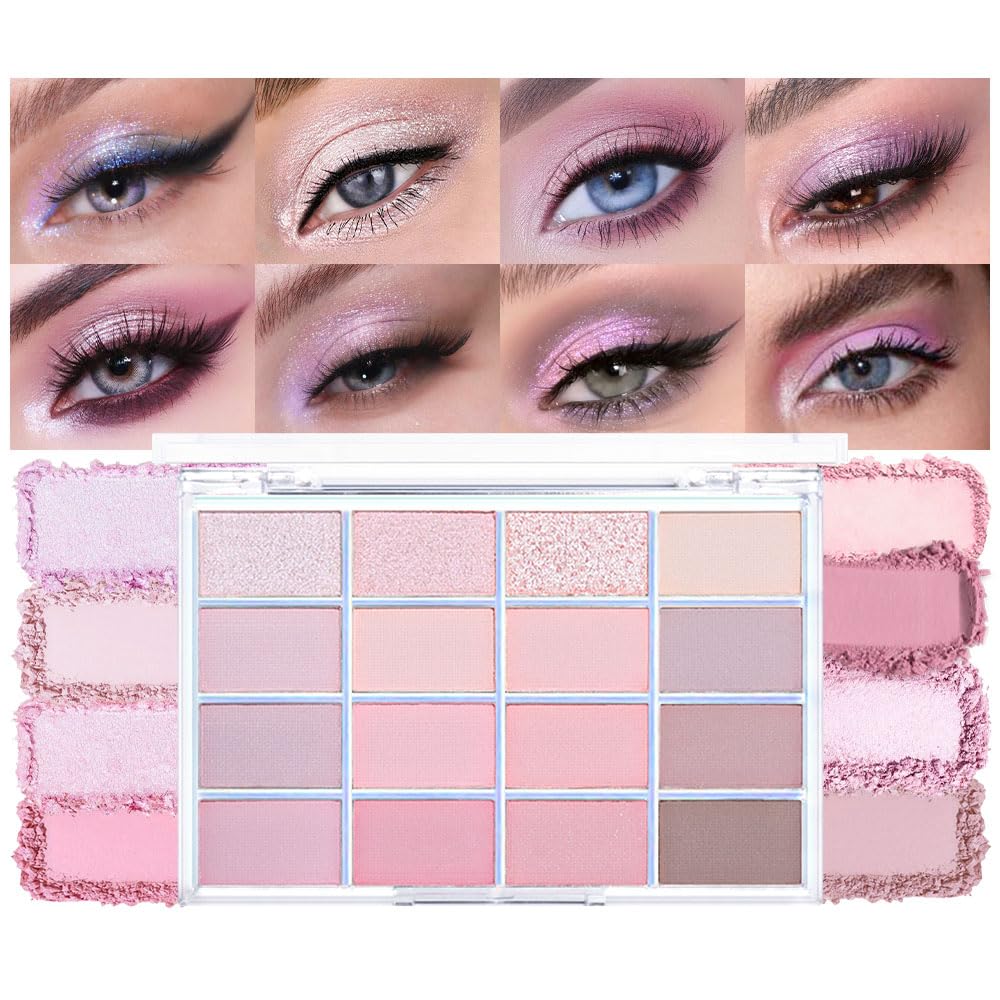 Light Pink Eyeshadow Palette,Neutral Nude Powder Eye Shadow for Older Women,Natural Long Lasting Naturing-Looking Pink Makeup Palette,Talc,Paraben Vegan & Cruelty Free