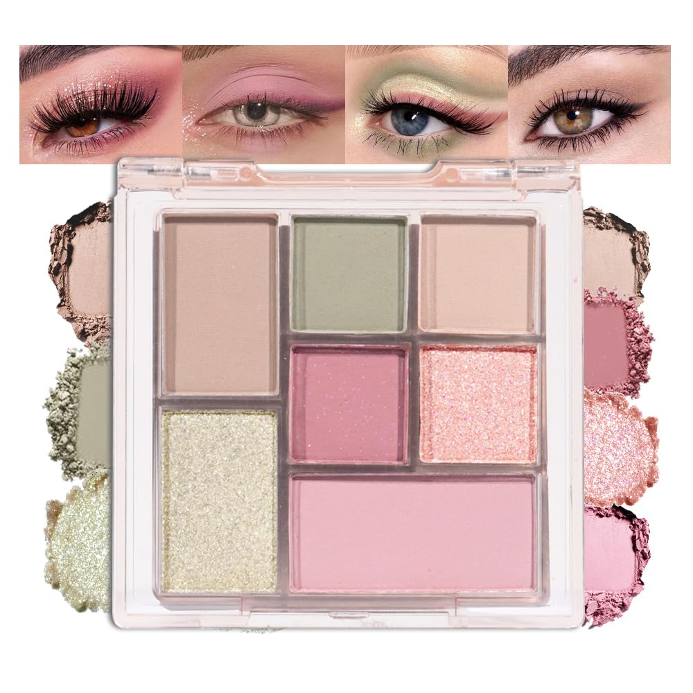 Light Pink Eyeshadow Palette,Neutral Nude Powder Eye Shadow for Older Women,Natural Long Lasting Naturing-Looking Pink Makeup Palette,Talc,Paraben Vegan & Cruelty Free