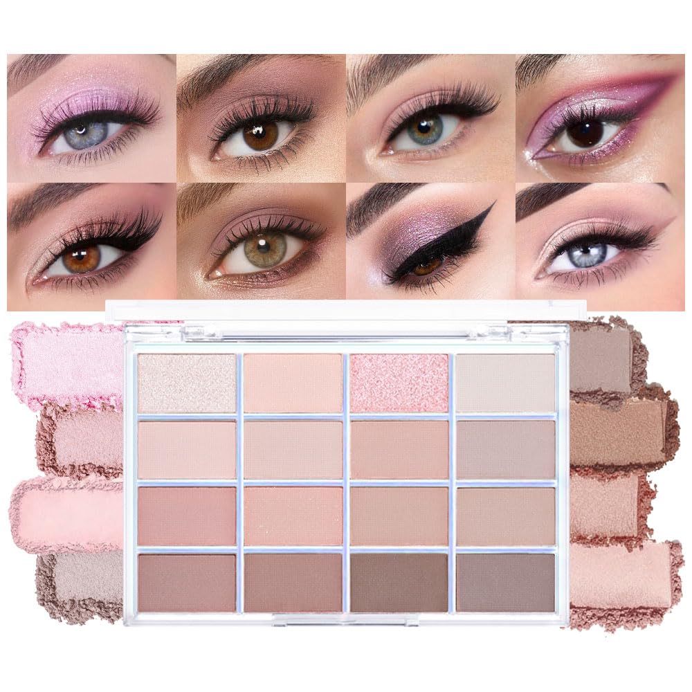Light Pink Eyeshadow Palette,Neutral Nude Powder Eye Shadow for Older Women,Natural Long Lasting Naturing-Looking Pink Makeup Palette,Talc,Paraben Vegan & Cruelty Free