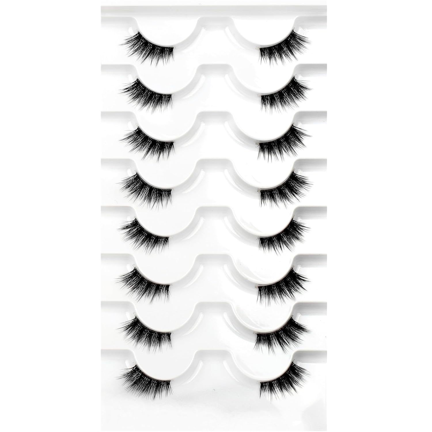 Pooplunch False Eyelashes Cat Eye Look Natural Short Lashes Wispy Clear Band Extension Volume Fake Eyelashes Faux Mink Strip Lashes 7 Pairs Pack