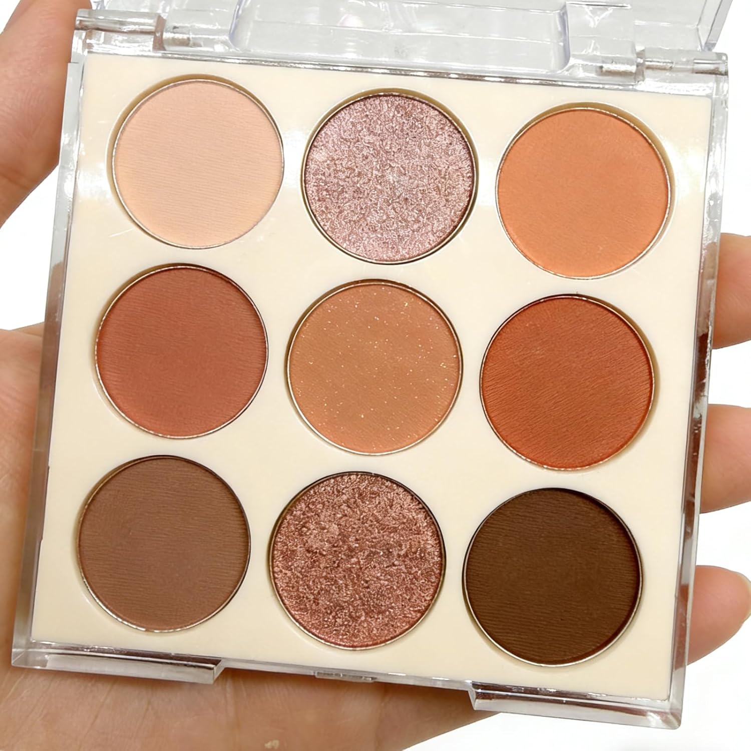 9 Colors Milk Tea Glitter Eyeshadow Palette, Matte Nude Neutral Brown Blendable Shades, Bronzer Champange Gorgeous Pearls Powder Eyeshadow, Sparkling Shimmer Daily Bright Diamond Makeup #01