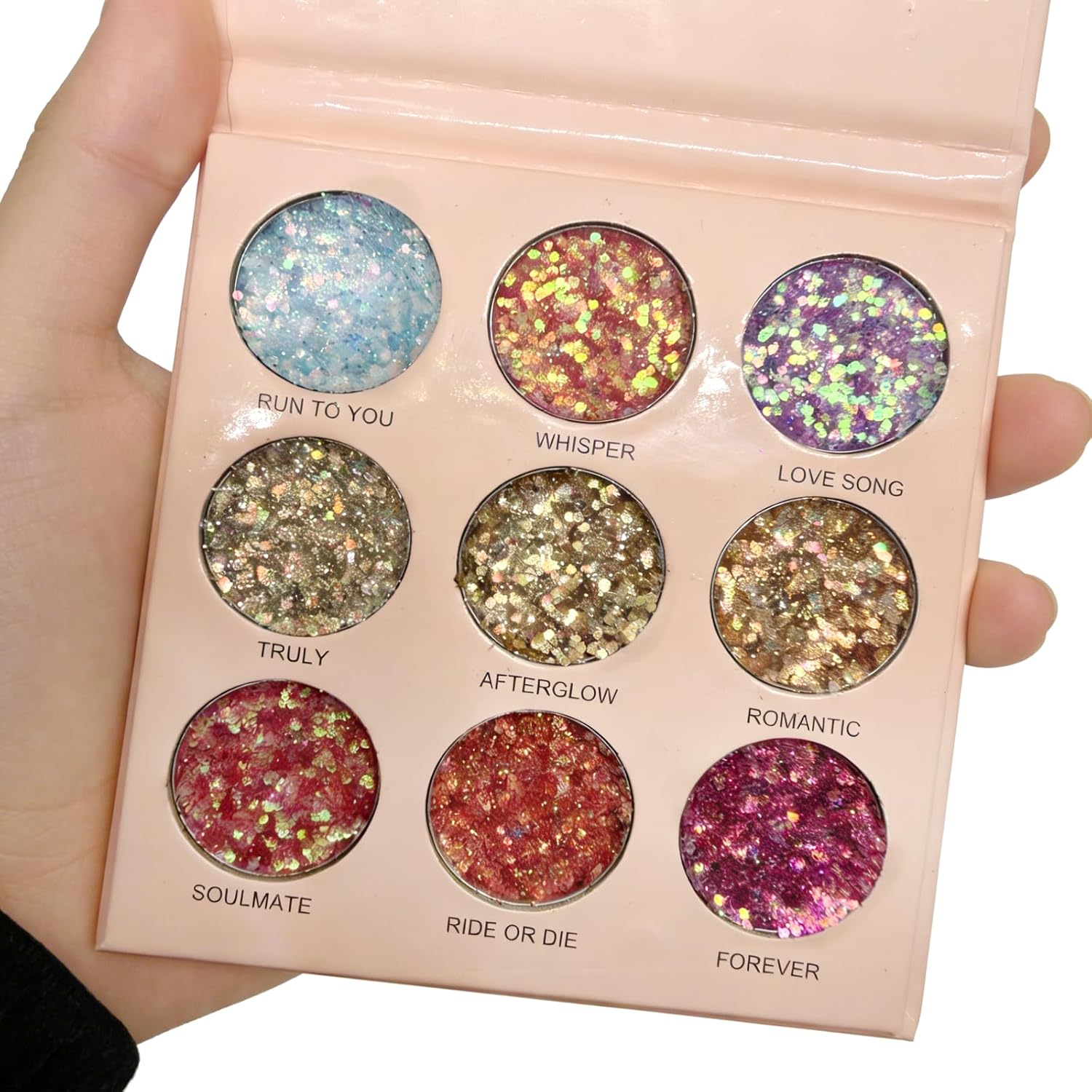 9 Colors Milk Tea Glitter Eyeshadow Palette, Matte Nude Neutral Brown Blendable Shades, Bronzer Champange Gorgeous Pearls Powder Eyeshadow, Sparkling Shimmer Daily Bright Diamond Makeup #01