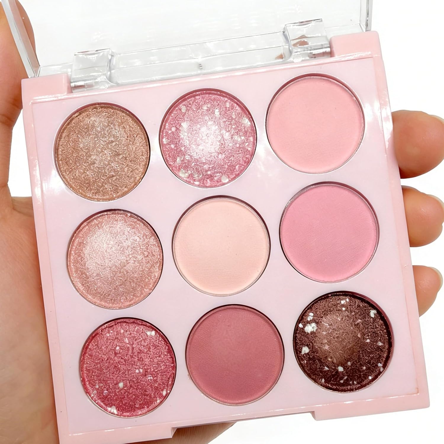 9 Colors Milk Tea Glitter Eyeshadow Palette, Matte Nude Neutral Brown Blendable Shades, Bronzer Champange Gorgeous Pearls Powder Eyeshadow, Sparkling Shimmer Daily Bright Diamond Makeup #01