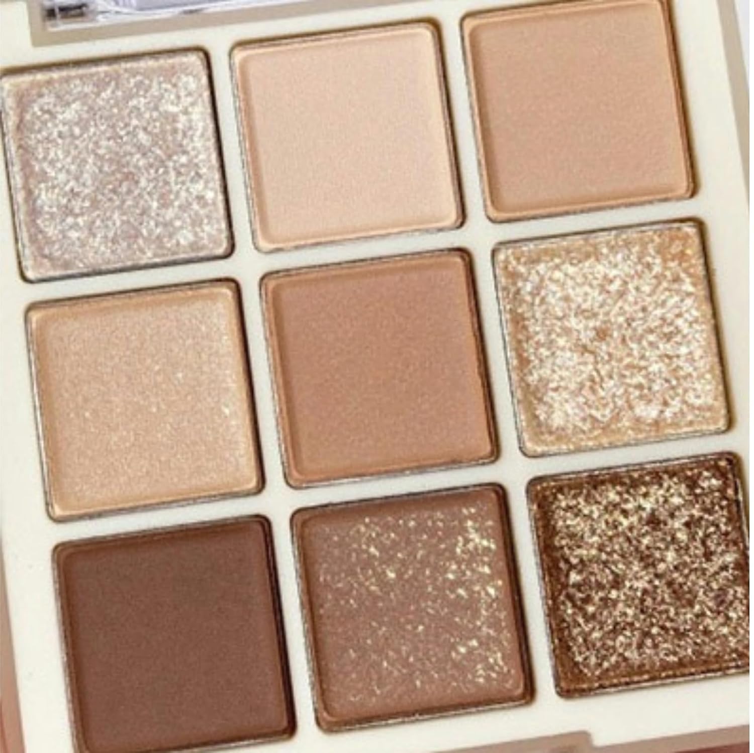 9 Colors Milk Tea Glitter Eyeshadow Palette, Matte Nude Neutral Brown Blendable Shades, Bronzer Champange Gorgeous Pearls Powder Eyeshadow, Sparkling Shimmer Daily Bright Diamond Makeup #01