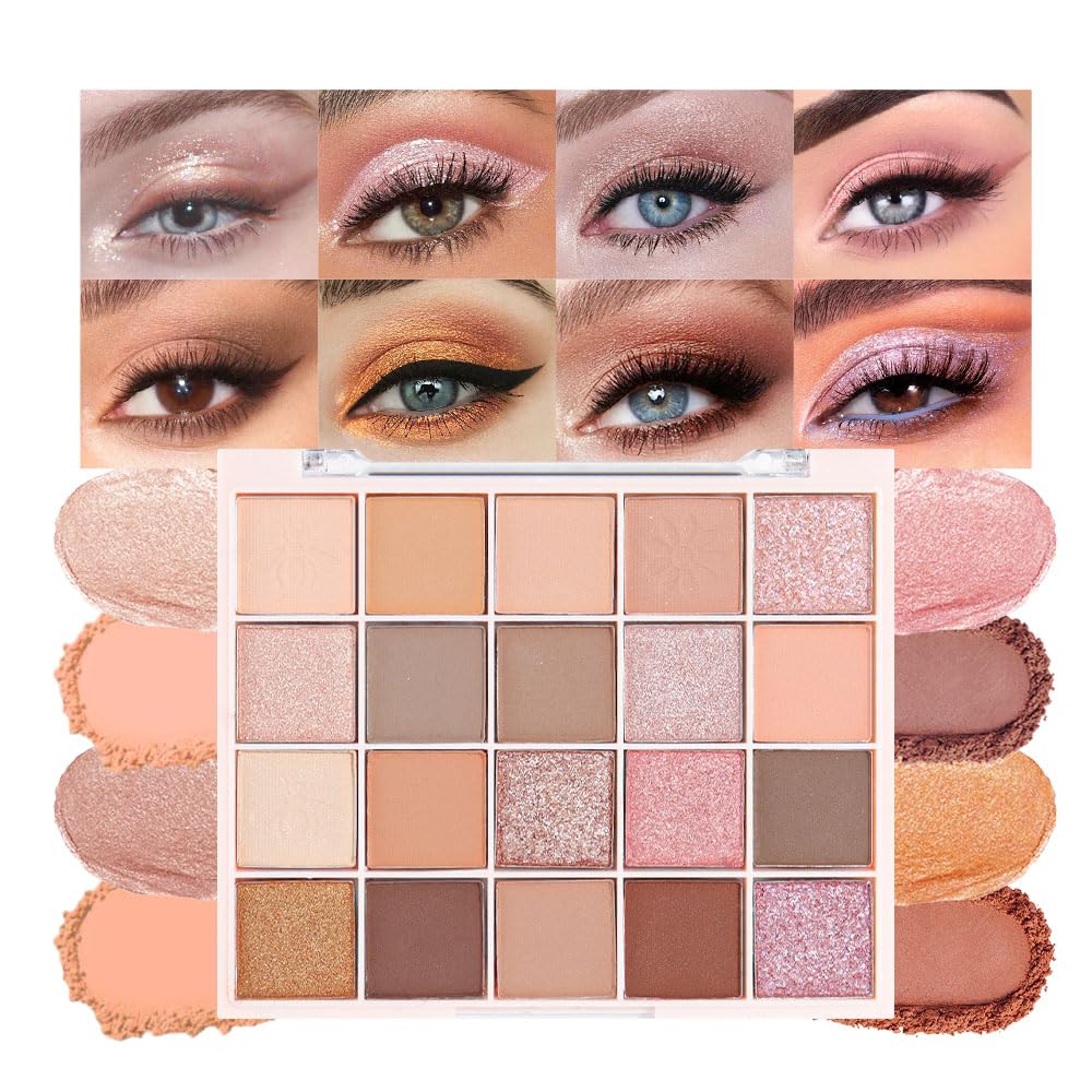Light Pink Eyeshadow Palette,Neutral Nude Powder Eye Shadow for Older Women,Natural Long Lasting Naturing-Looking Pink Makeup Palette,Talc,Paraben Vegan & Cruelty Free
