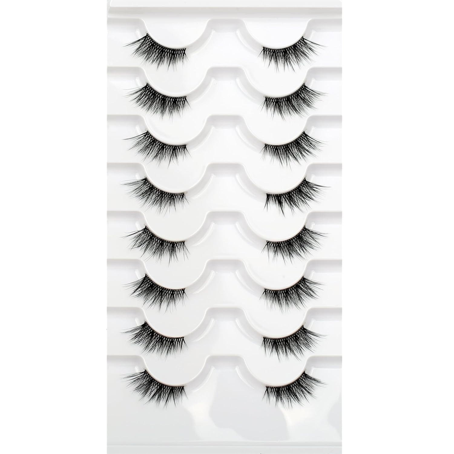 Pooplunch False Eyelashes Cat Eye Look Natural Short Lashes Wispy Clear Band Extension Volume Fake Eyelashes Faux Mink Strip Lashes 7 Pairs Pack