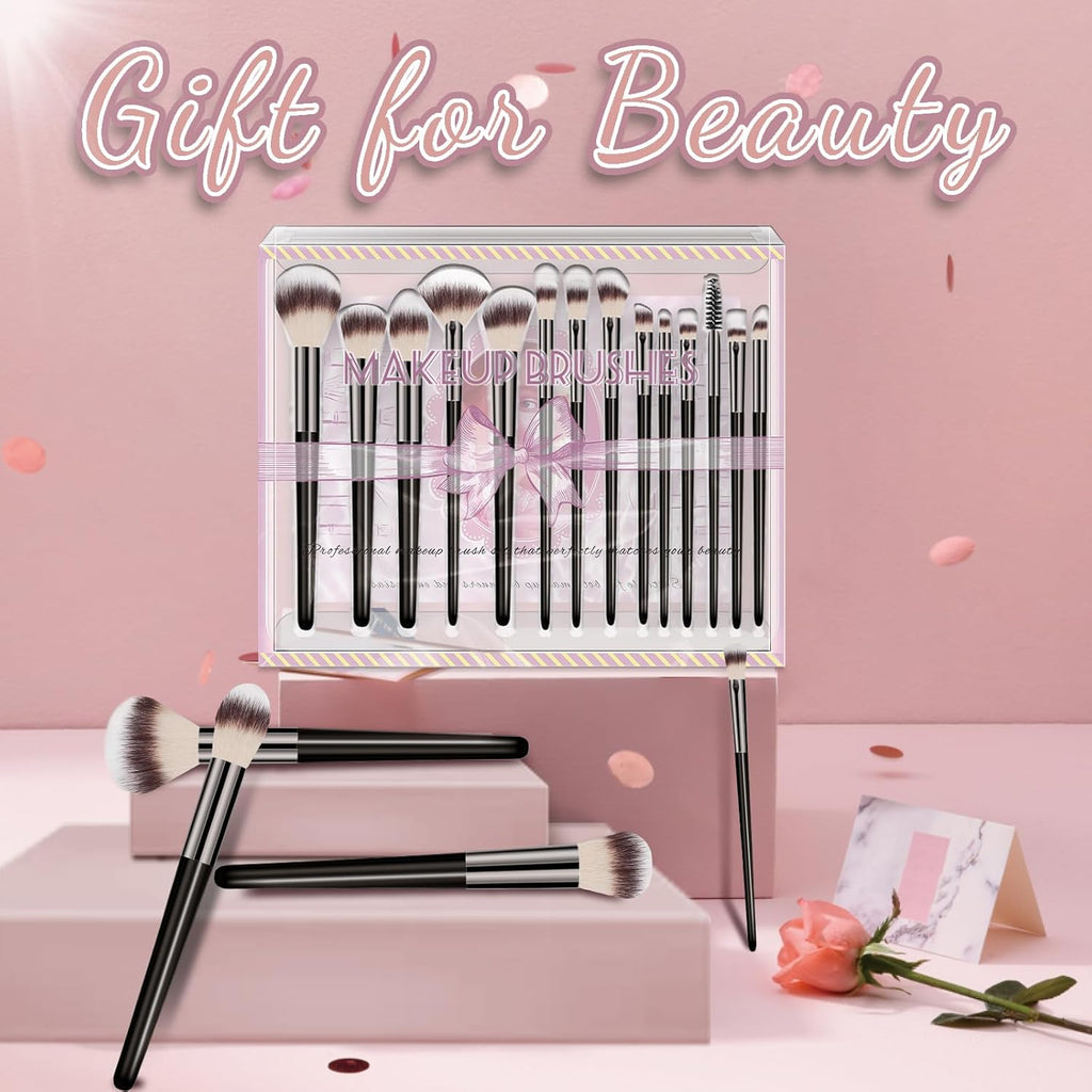 Makeup Brush Set, Premium Synthetic 14 Pcs Makeup Brushes, Travel Makeup Brush Set for Foundation, Concealer, Blush and Eyeshadow Brush