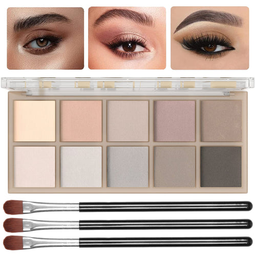 10 Colors Eyeshadow Palette,Light Beige Nude Pink Brown Naturing Eye Shadow Makeup,Blendable High Pigmented,Neutral Smokey,Long Lasting High Pigment Matte Eyeshadow for Older Women Gift Kit (Milk Tea)
