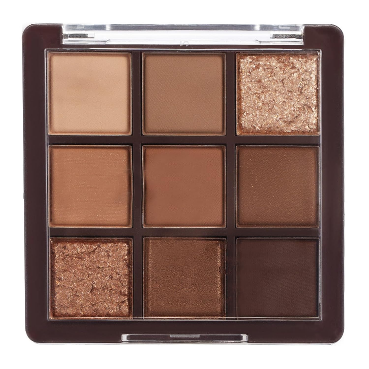 9 Colors Milk Tea Glitter Eyeshadow Palette, Matte Nude Neutral Brown Blendable Shades, Bronzer Champange Gorgeous Pearls Powder Eyeshadow, Sparkling Shimmer Daily Bright Diamond Makeup #01