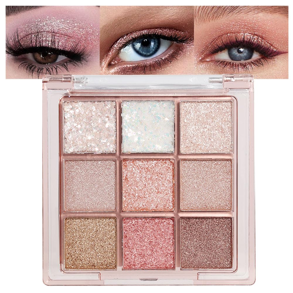 Light Pink Eyeshadow Palette,Neutral Nude Powder Eye Shadow for Older Women,Natural Long Lasting Naturing-Looking Pink Makeup Palette,Talc,Paraben Vegan & Cruelty Free