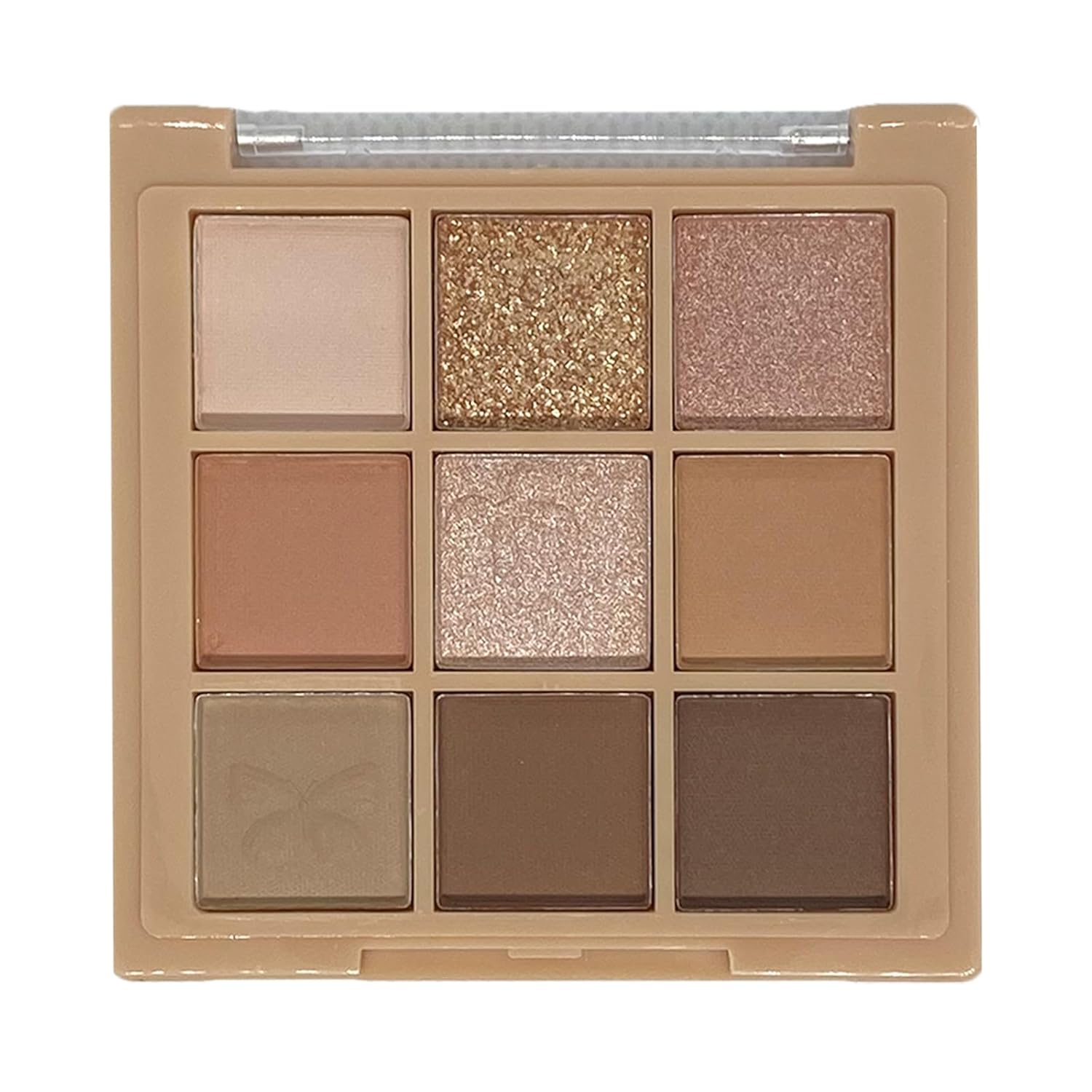 9 Colors Milk Tea Glitter Eyeshadow Palette, Matte Nude Neutral Brown Blendable Shades, Bronzer Champange Gorgeous Pearls Powder Eyeshadow, Sparkling Shimmer Daily Bright Diamond Makeup #01