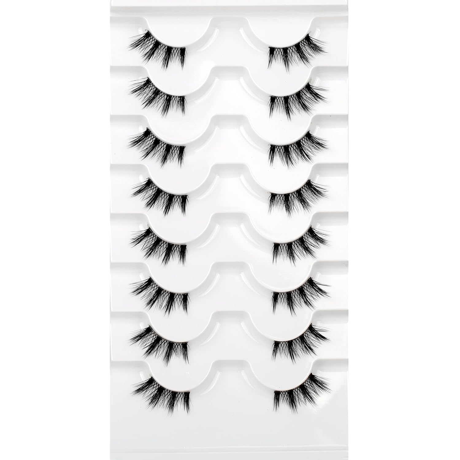 Pooplunch False Eyelashes Cat Eye Look Natural Short Lashes Wispy Clear Band Extension Volume Fake Eyelashes Faux Mink Strip Lashes 7 Pairs Pack
