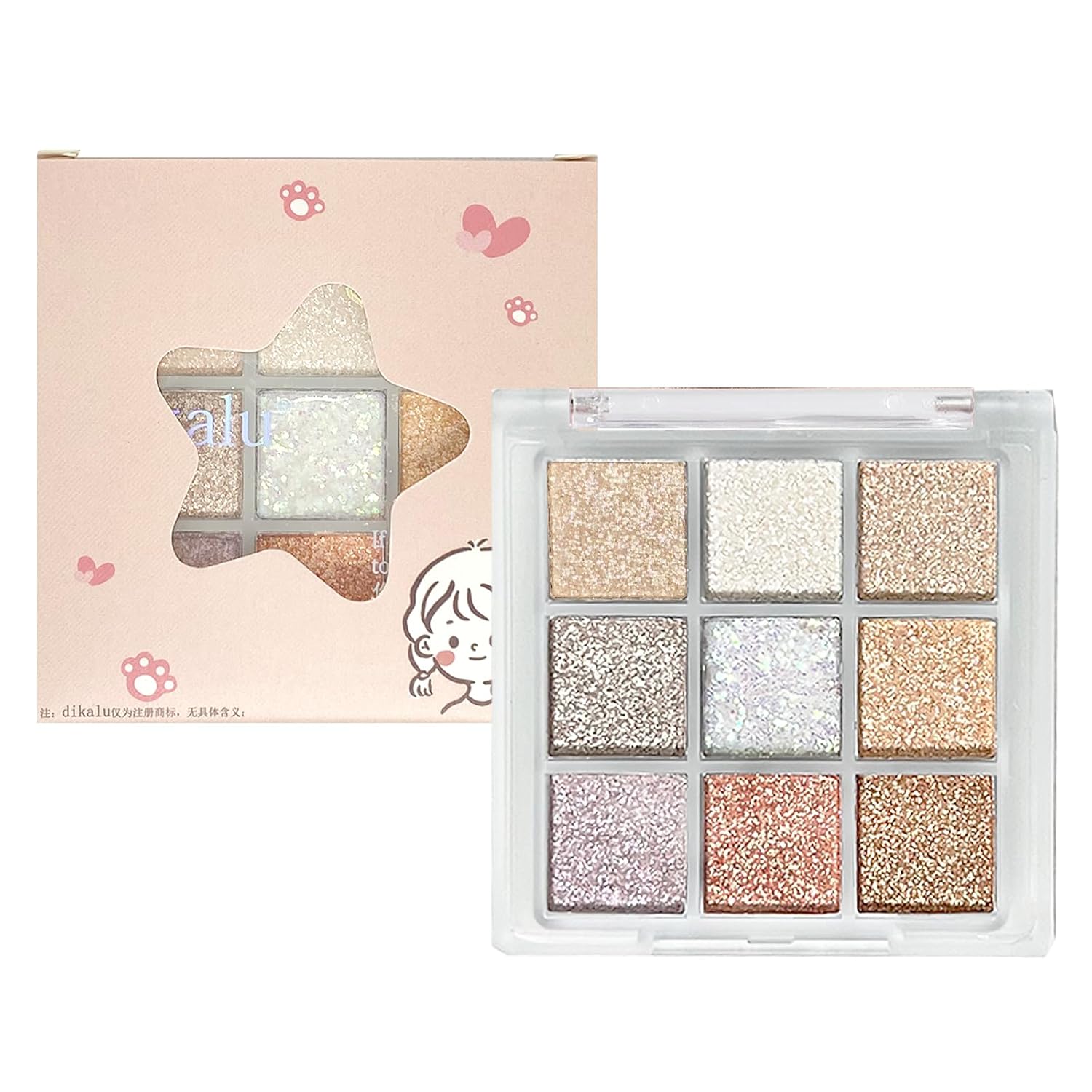 9 Colors Milk Tea Glitter Eyeshadow Palette, Matte Nude Neutral Brown Blendable Shades, Bronzer Champange Gorgeous Pearls Powder Eyeshadow, Sparkling Shimmer Daily Bright Diamond Makeup #01