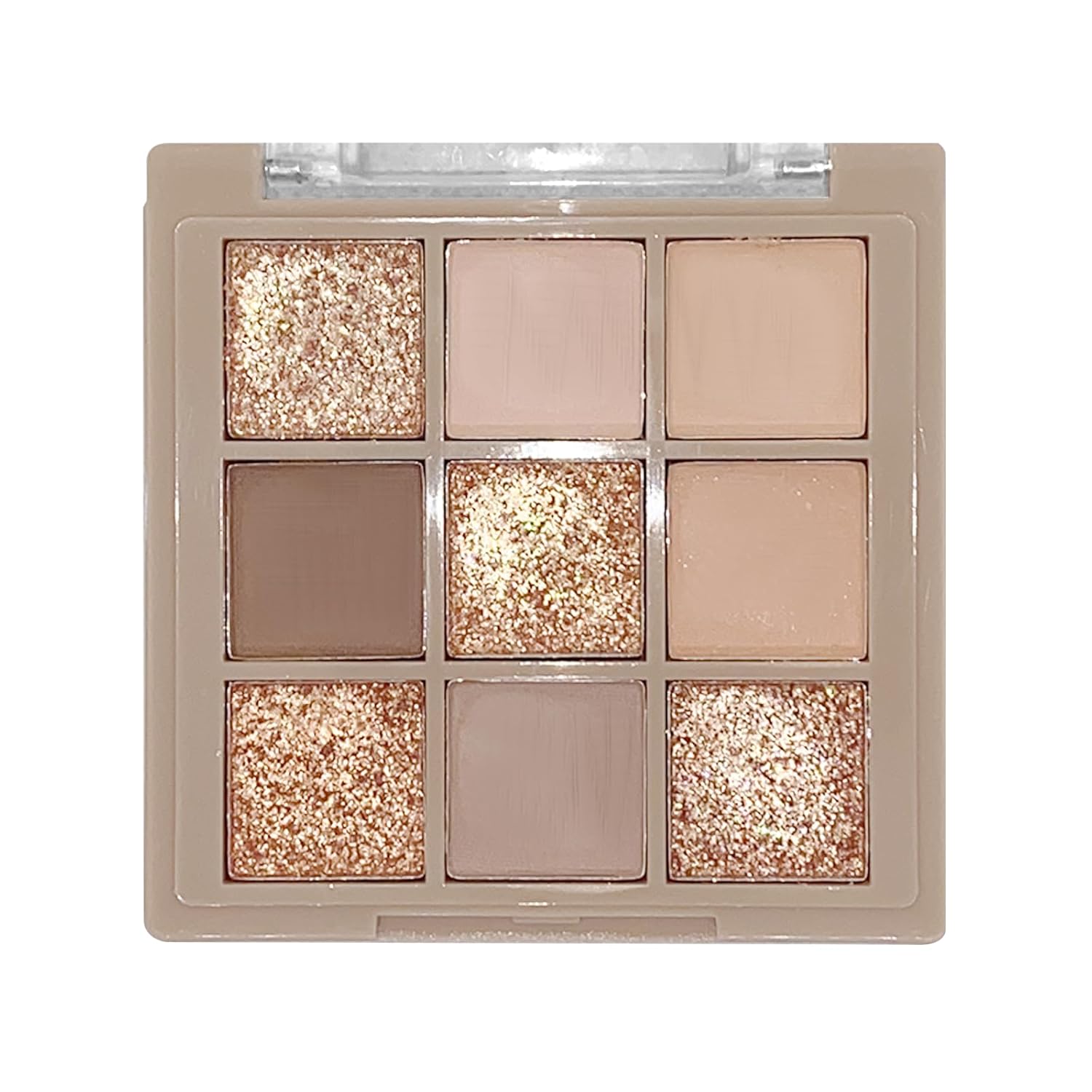 9 Colors Milk Tea Glitter Eyeshadow Palette, Matte Nude Neutral Brown Blendable Shades, Bronzer Champange Gorgeous Pearls Powder Eyeshadow, Sparkling Shimmer Daily Bright Diamond Makeup #01