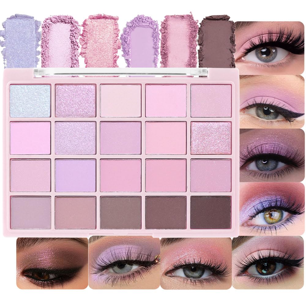 Light Pink Eyeshadow Palette,Neutral Nude Powder Eye Shadow for Older Women,Natural Long Lasting Naturing-Looking Pink Makeup Palette,Talc,Paraben Vegan & Cruelty Free