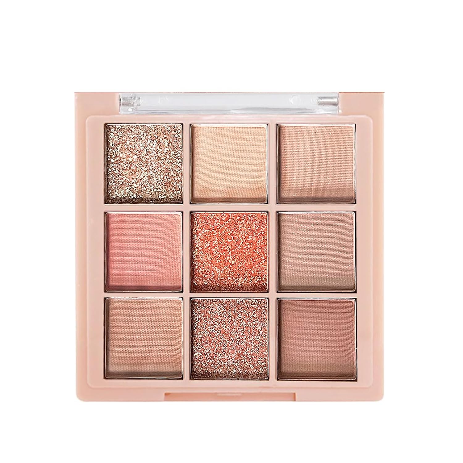 9 Colors Milk Tea Glitter Eyeshadow Palette, Matte Nude Neutral Brown Blendable Shades, Bronzer Champange Gorgeous Pearls Powder Eyeshadow, Sparkling Shimmer Daily Bright Diamond Makeup #01