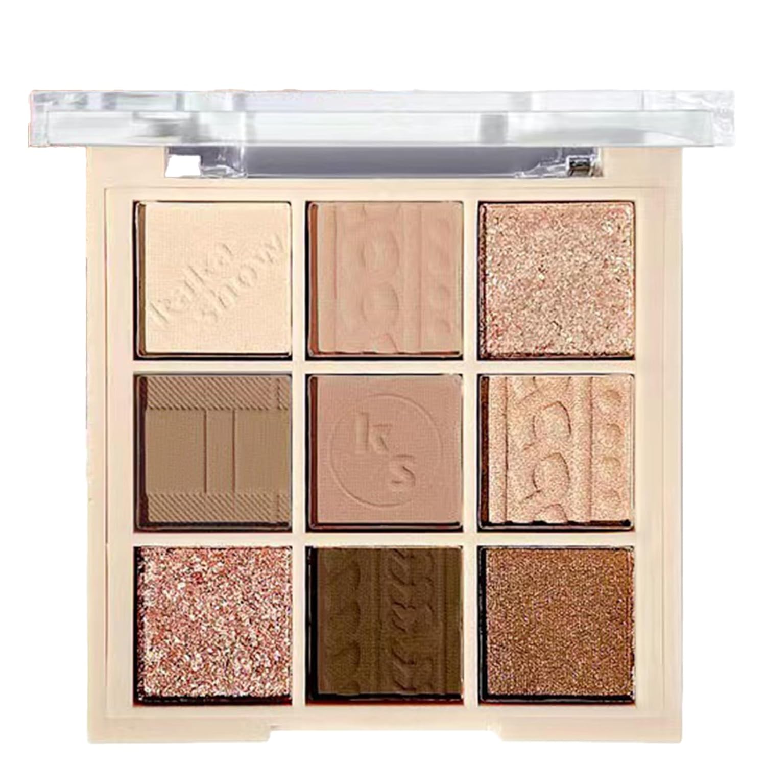 9 Colors Milk Tea Glitter Eyeshadow Palette, Matte Nude Neutral Brown Blendable Shades, Bronzer Champange Gorgeous Pearls Powder Eyeshadow, Sparkling Shimmer Daily Bright Diamond Makeup #01
