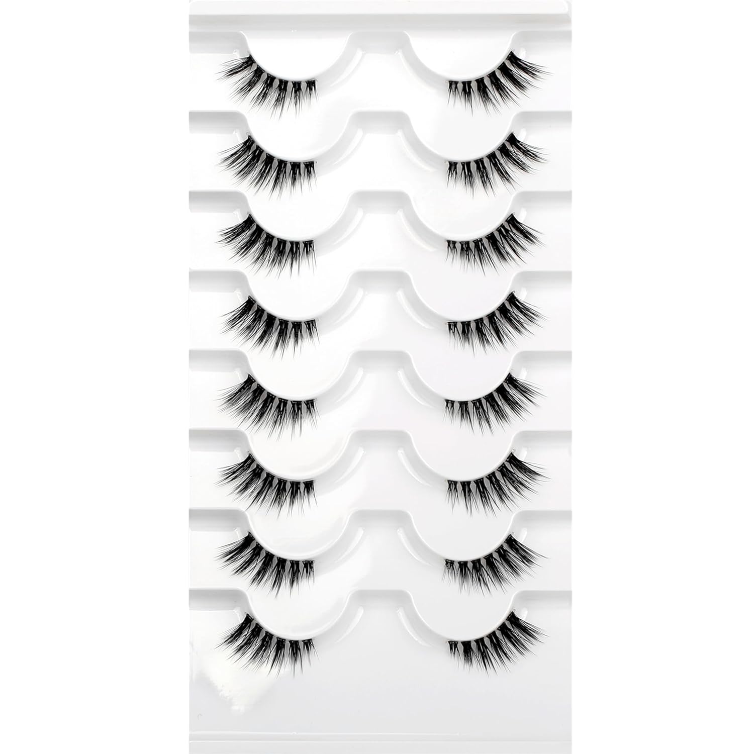 Pooplunch False Eyelashes Cat Eye Look Natural Short Lashes Wispy Clear Band Extension Volume Fake Eyelashes Faux Mink Strip Lashes 7 Pairs Pack