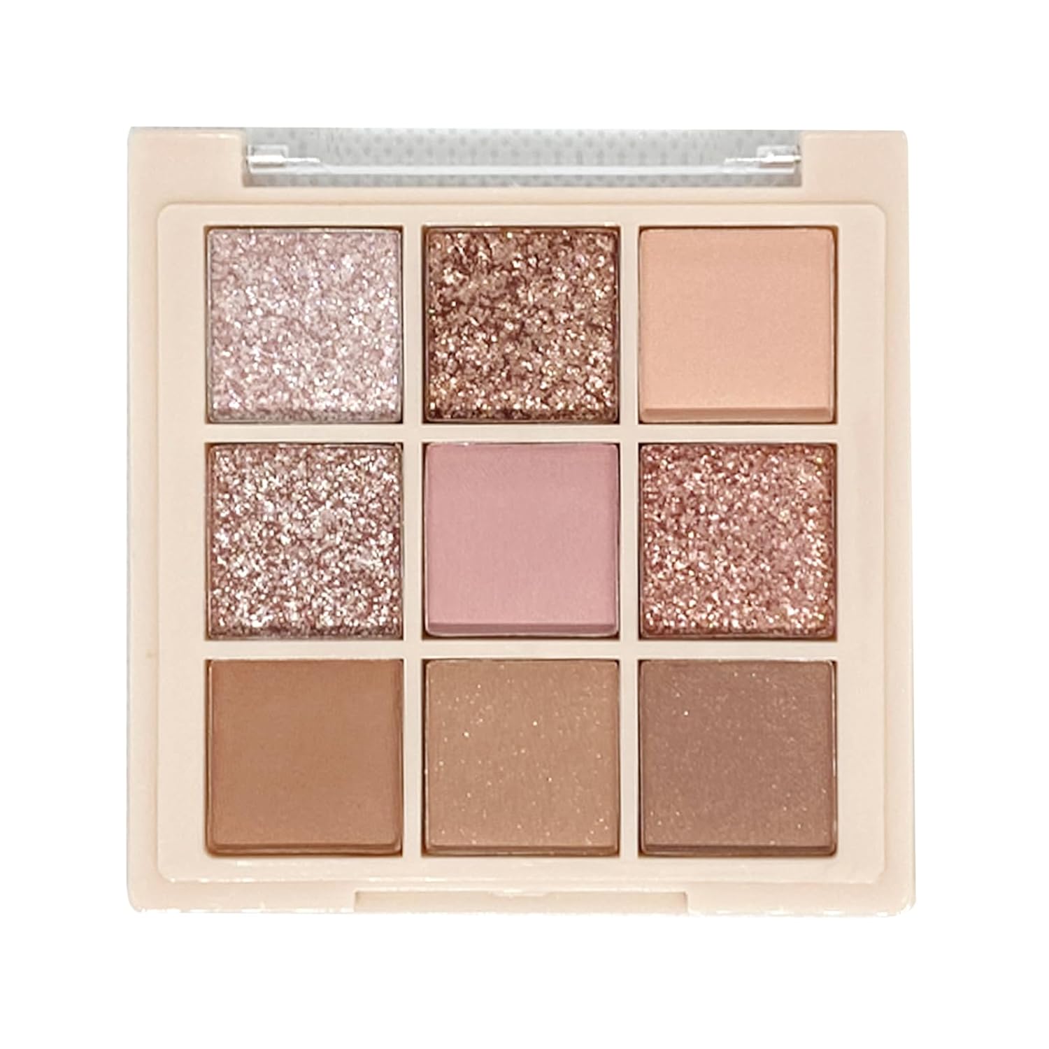9 Colors Milk Tea Glitter Eyeshadow Palette, Matte Nude Neutral Brown Blendable Shades, Bronzer Champange Gorgeous Pearls Powder Eyeshadow, Sparkling Shimmer Daily Bright Diamond Makeup #01