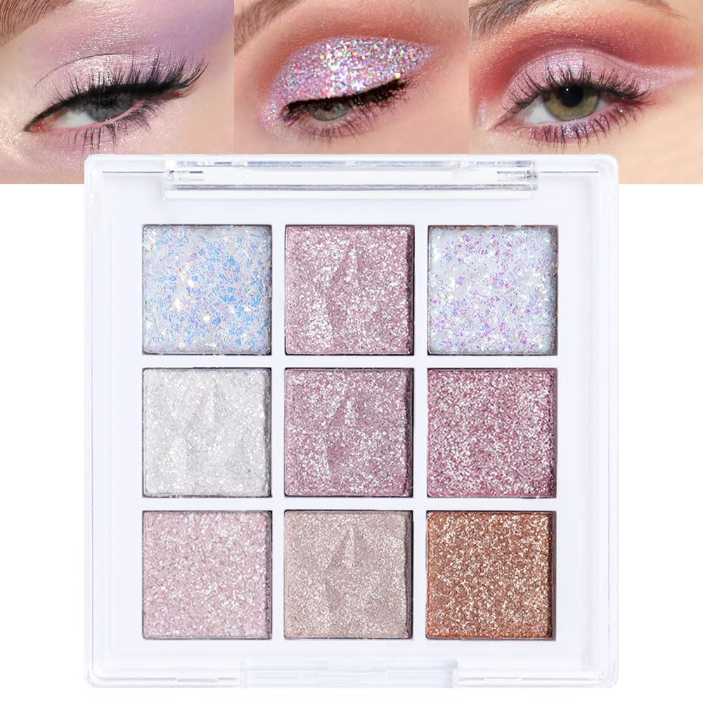 Light Pink Eyeshadow Palette,Neutral Nude Powder Eye Shadow for Older Women,Natural Long Lasting Naturing-Looking Pink Makeup Palette,Talc,Paraben Vegan & Cruelty Free