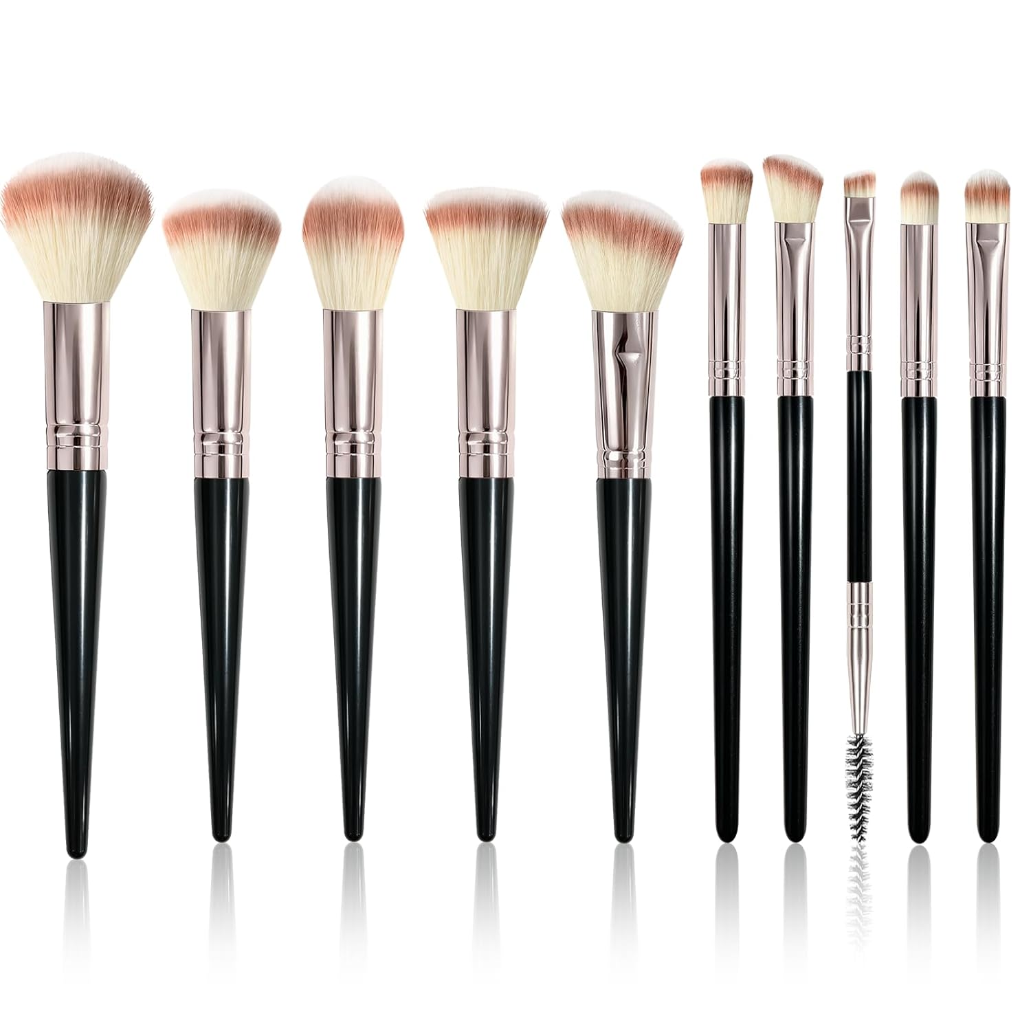 Makeup Brush Set, Premium Synthetic 10 PCS Makeup Brushes, Travel Makeup Brush Set with Soft Hairs, Makeup Brushes Set Professional for Blush, Eyeliner, Eyeshadow, Concealer, and Foundation (Pink)