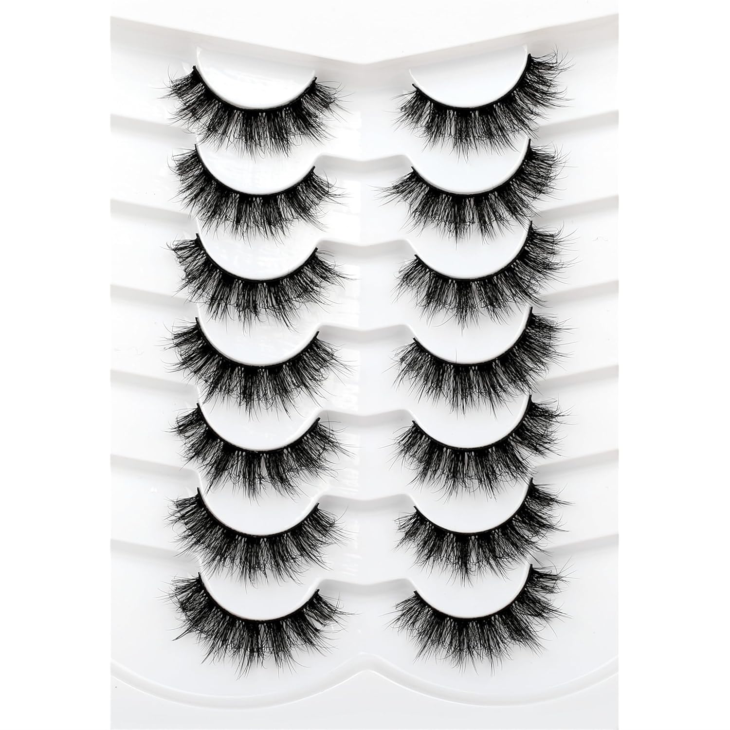 Pooplunch False Eyelashes Cat Eye Look Natural Short Lashes Wispy Clear Band Extension Volume Fake Eyelashes Faux Mink Strip Lashes 7 Pairs Pack