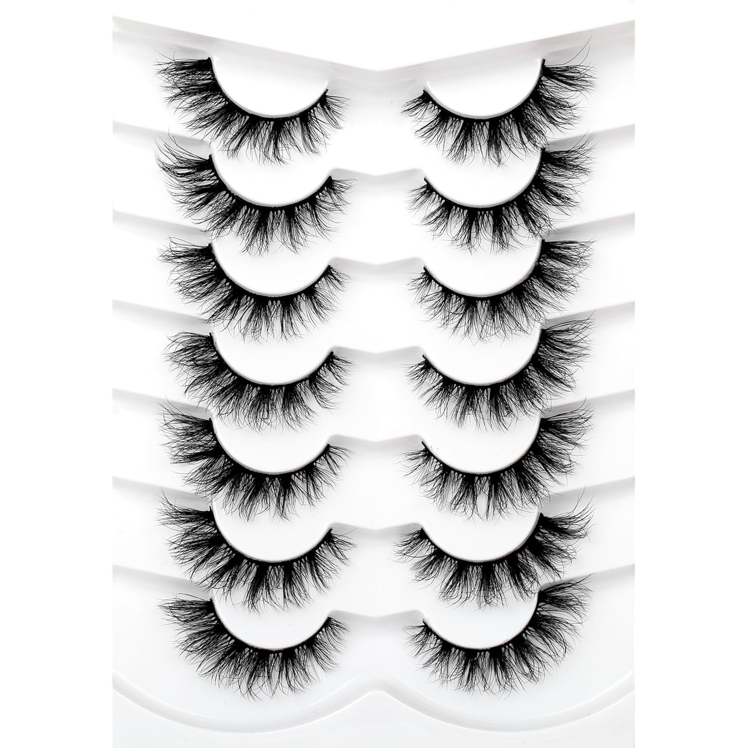 Pooplunch False Eyelashes Cat Eye Look Natural Short Lashes Wispy Clear Band Extension Volume Fake Eyelashes Faux Mink Strip Lashes 7 Pairs Pack