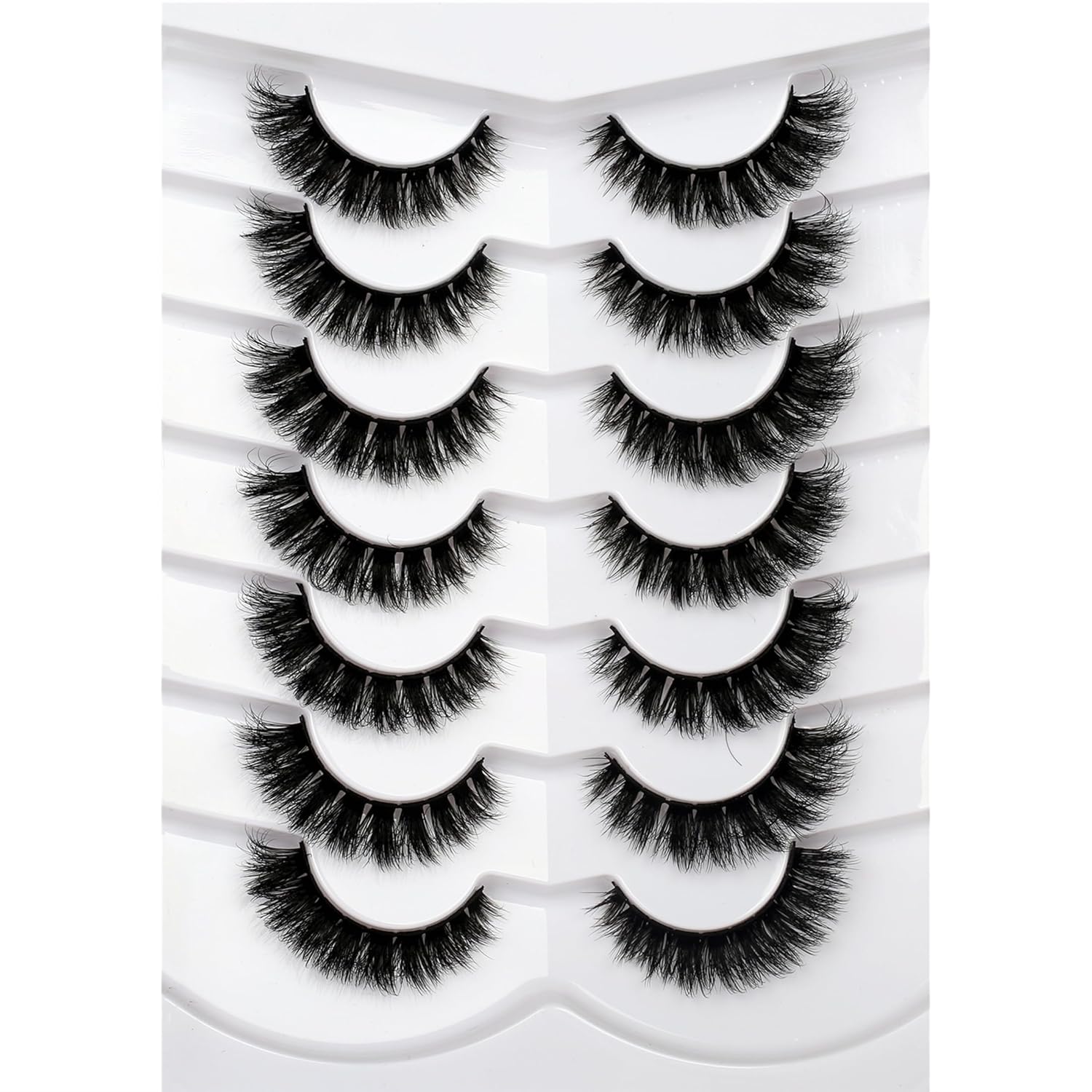 Pooplunch False Eyelashes Cat Eye Look Natural Short Lashes Wispy Clear Band Extension Volume Fake Eyelashes Faux Mink Strip Lashes 7 Pairs Pack