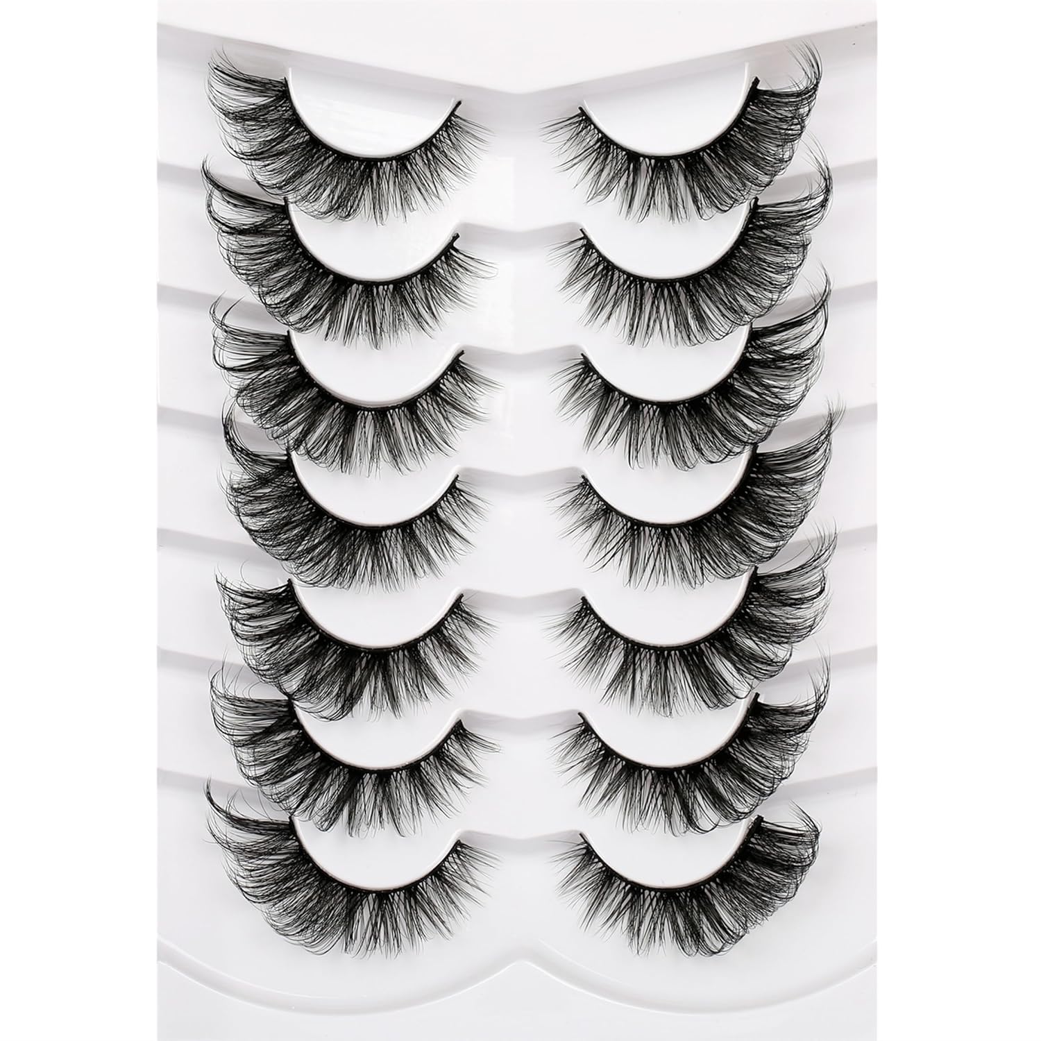Pooplunch False Eyelashes Cat Eye Look Natural Short Lashes Wispy Clear Band Extension Volume Fake Eyelashes Faux Mink Strip Lashes 7 Pairs Pack