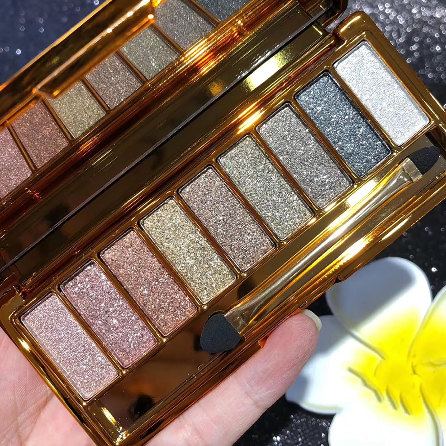 Glitter Eyeshadow Palette, 9 Colors Sparkle Shimmer and Matte Eye Shadow, Highly Pigmented Waterproof Long Lasting Makeup Set (Color 6)