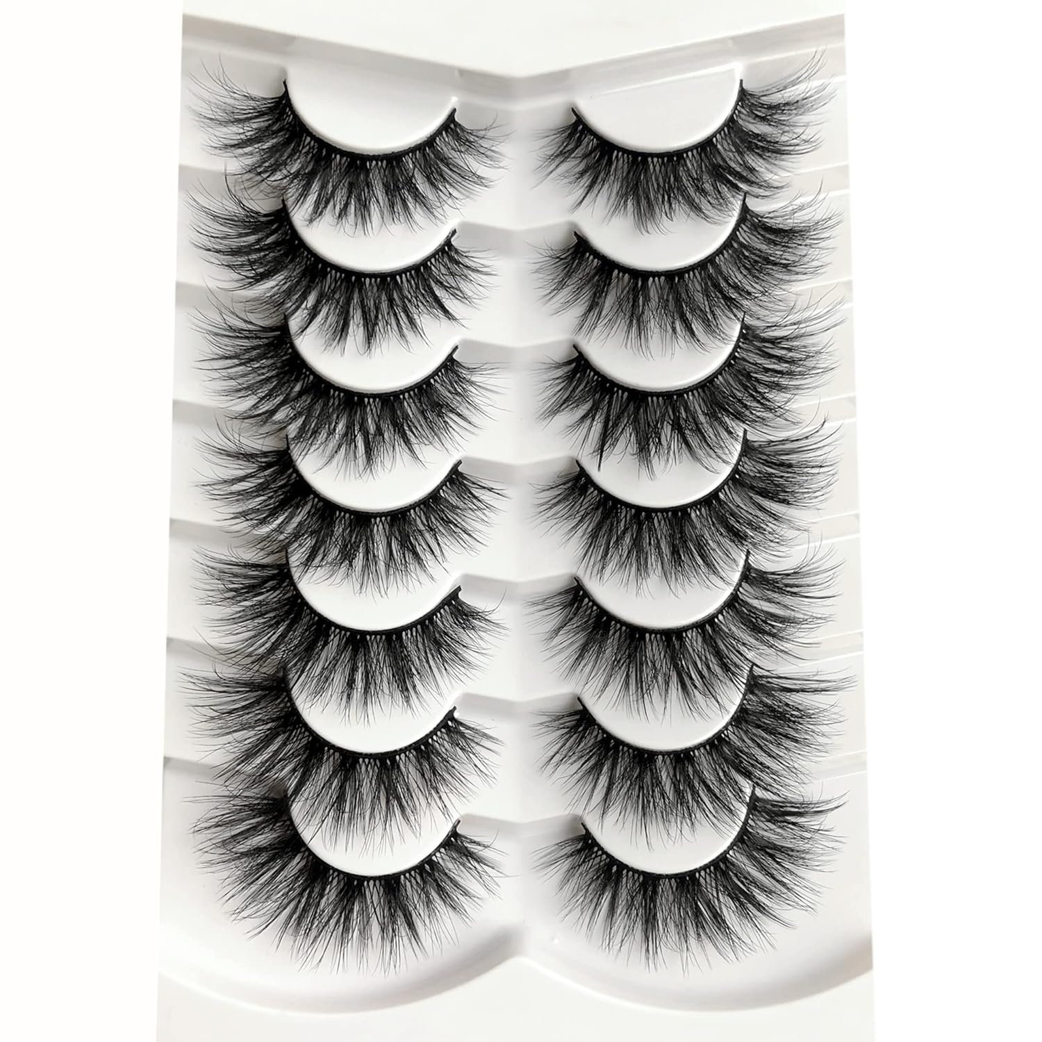 Pooplunch False Eyelashes Cat Eye Look Natural Short Lashes Wispy Clear Band Extension Volume Fake Eyelashes Faux Mink Strip Lashes 7 Pairs Pack