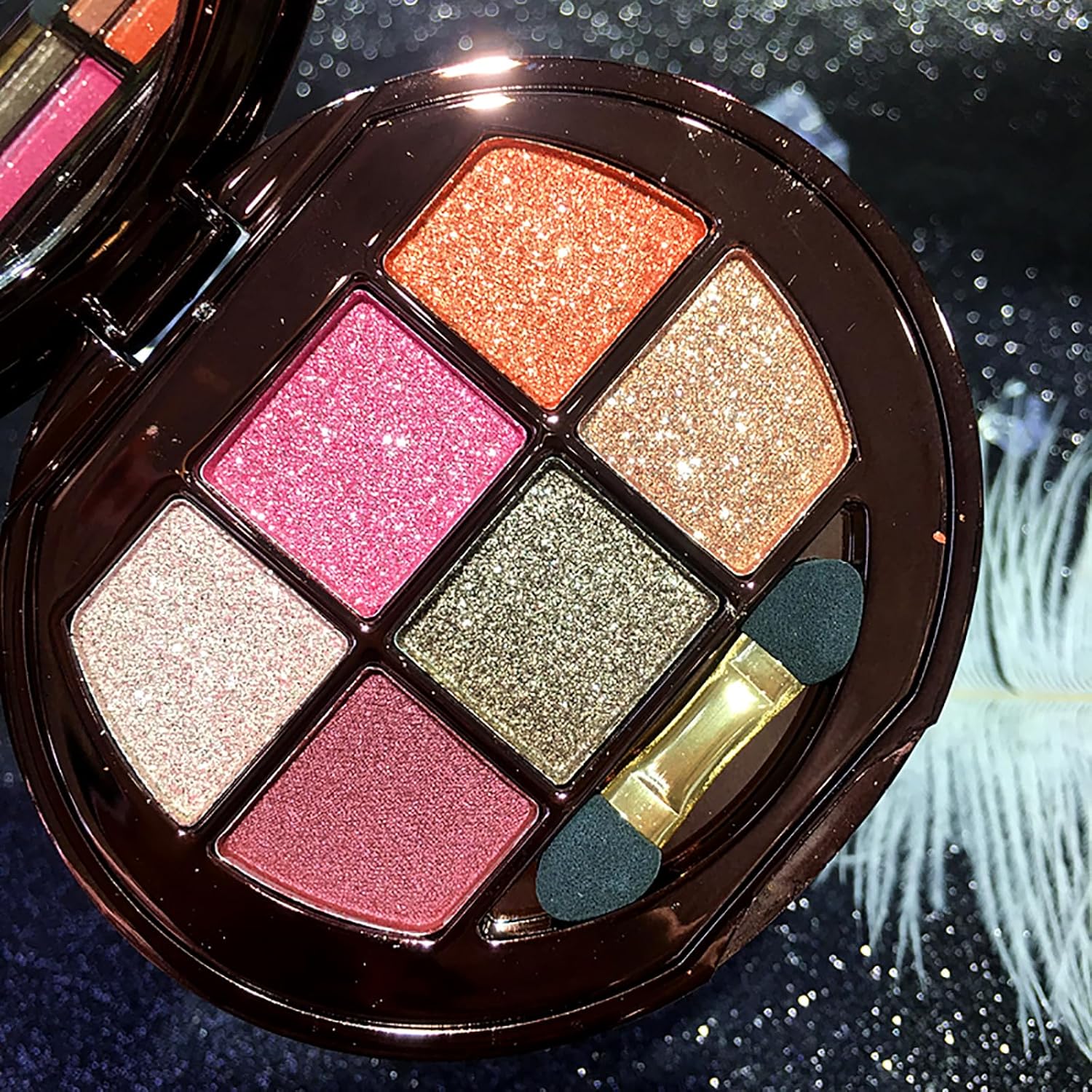 Glitter Eyeshadow Palette, 6 Colors Sparkle Shimmer and Matte Eye Shadow, Highly Pigmented Waterproof Long Lasting Makeup Set. (Color 6)