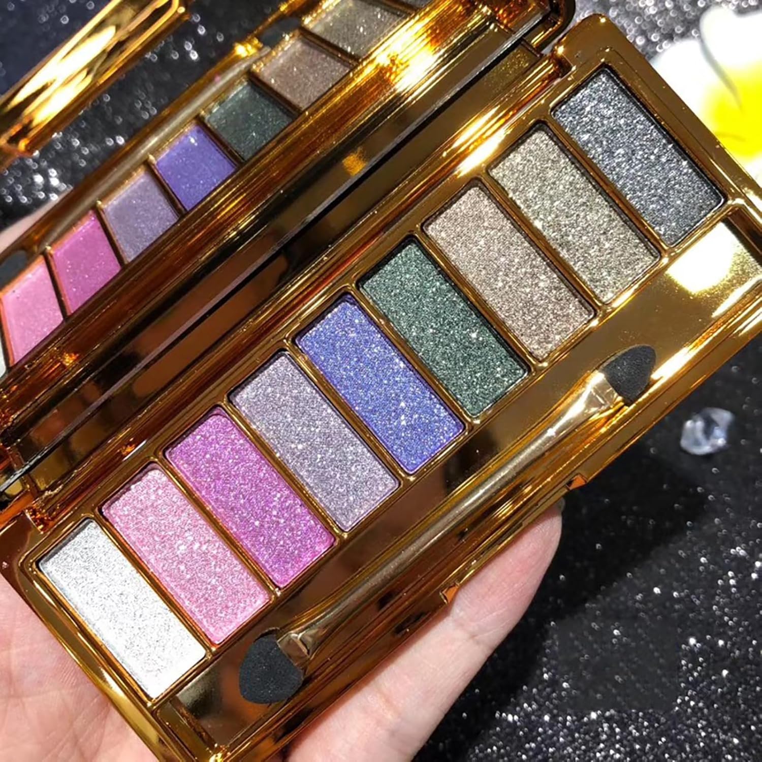 Glitter Eyeshadow Palette, 9 Colors Sparkle Shimmer and Matte Eye Shadow, Highly Pigmented Waterproof Long Lasting Makeup Set (Color 6)