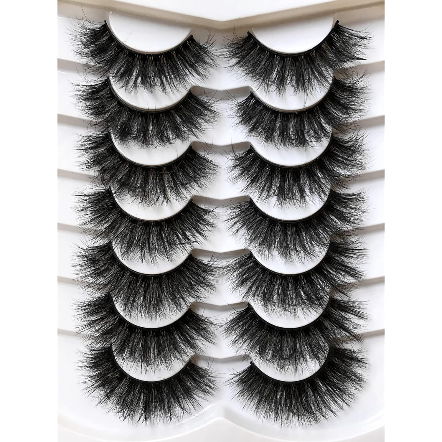 Pooplunch False Eyelashes Cat Eye Look Natural Short Lashes Wispy Clear Band Extension Volume Fake Eyelashes Faux Mink Strip Lashes 7 Pairs Pack