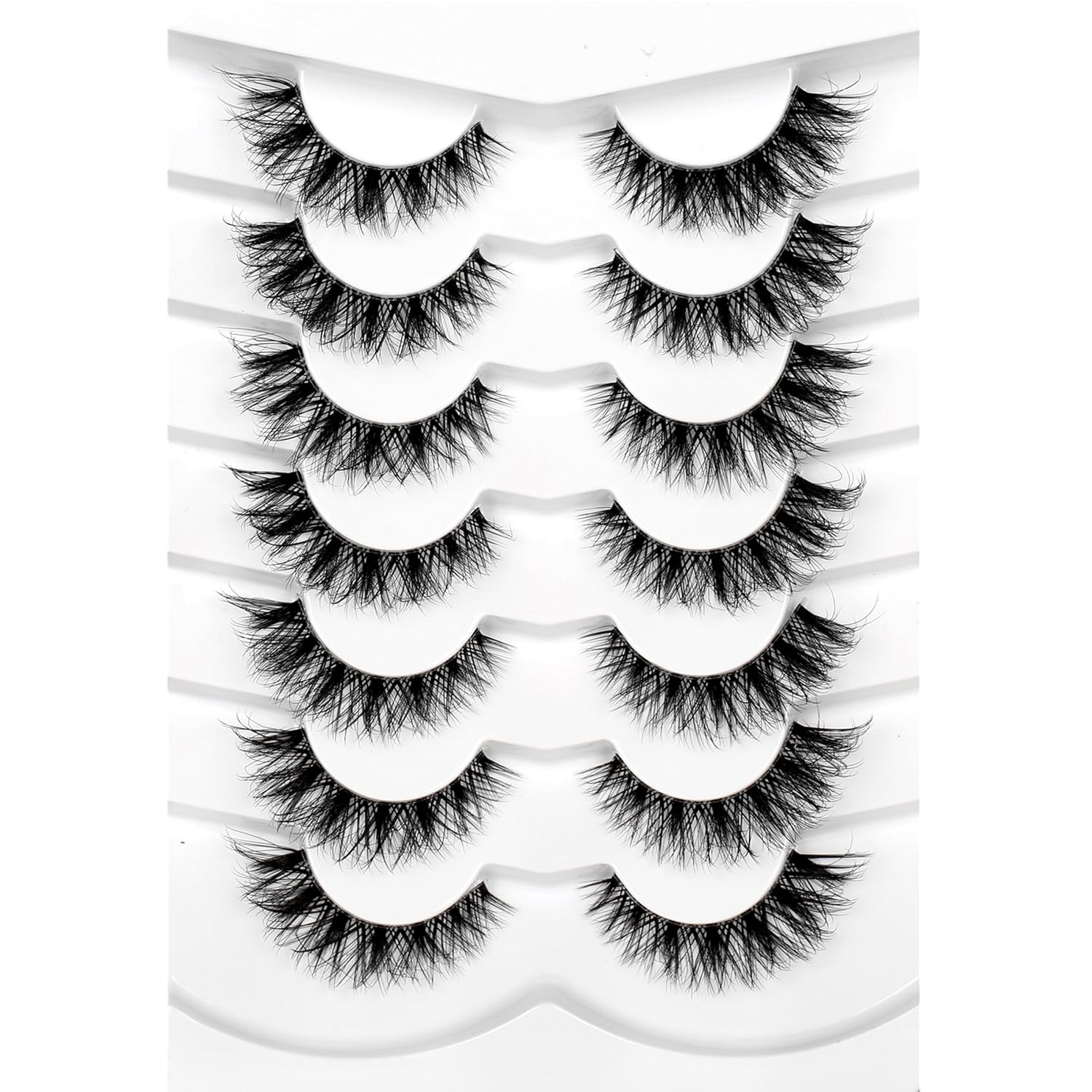 Pooplunch False Eyelashes Cat Eye Look Natural Short Lashes Wispy Clear Band Extension Volume Fake Eyelashes Faux Mink Strip Lashes 7 Pairs Pack