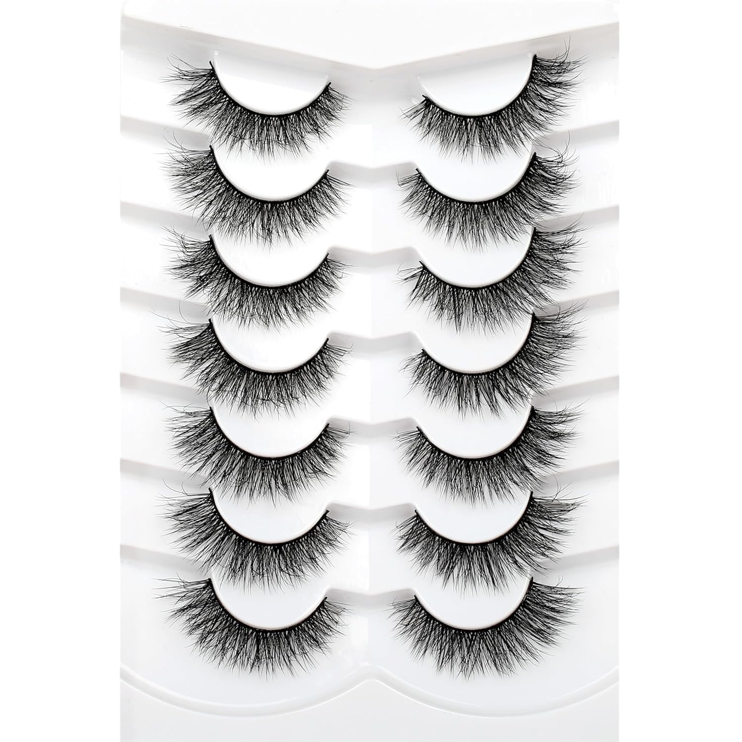 Pooplunch False Eyelashes Cat Eye Look Natural Short Lashes Wispy Clear Band Extension Volume Fake Eyelashes Faux Mink Strip Lashes 7 Pairs Pack