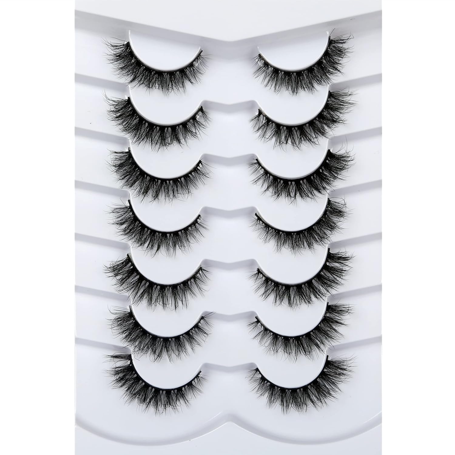 Pooplunch False Eyelashes Cat Eye Look Natural Short Lashes Wispy Clear Band Extension Volume Fake Eyelashes Faux Mink Strip Lashes 7 Pairs Pack