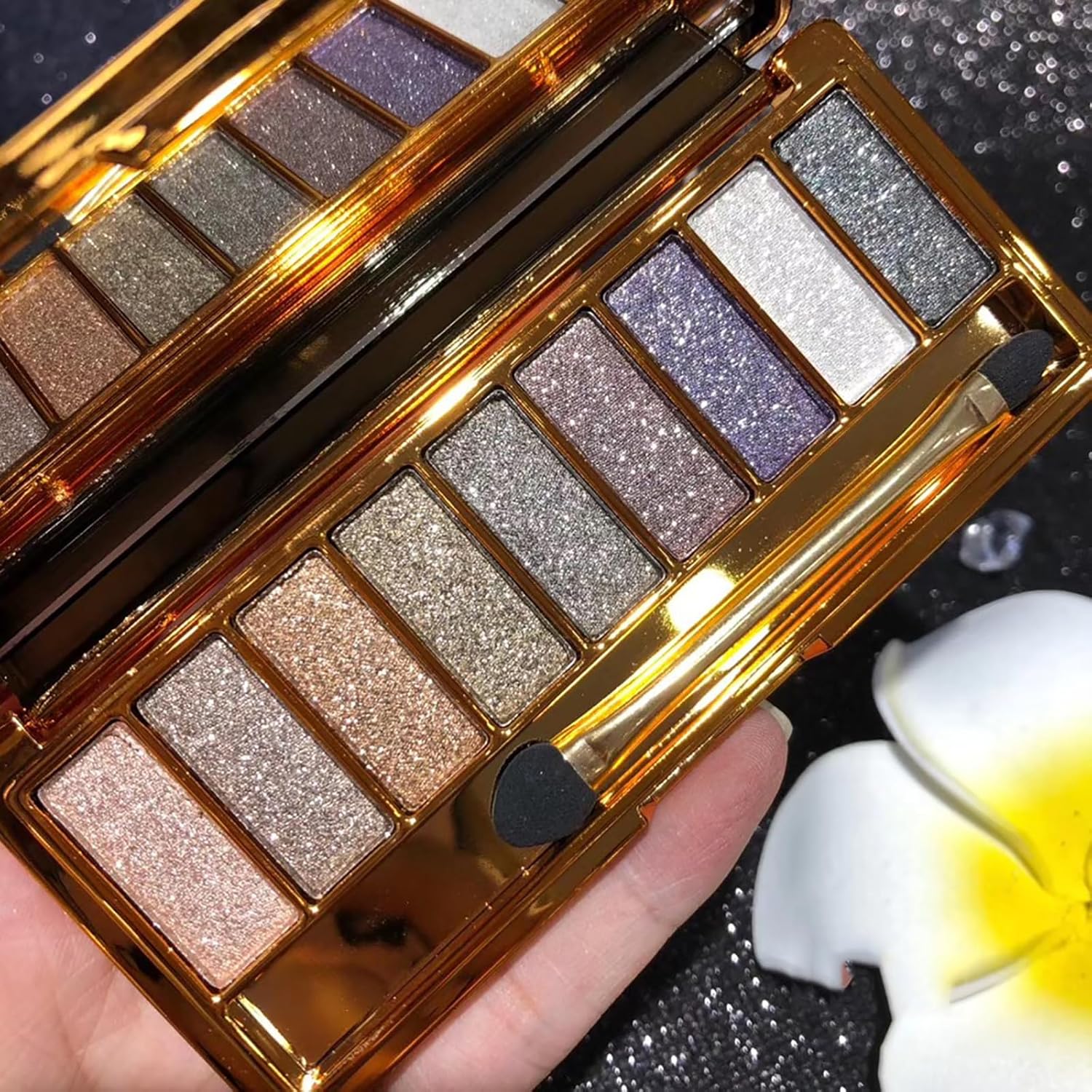 Glitter Eyeshadow Palette, 9 Colors Sparkle Shimmer and Matte Eye Shadow, Highly Pigmented Waterproof Long Lasting Makeup Set (Color 6)