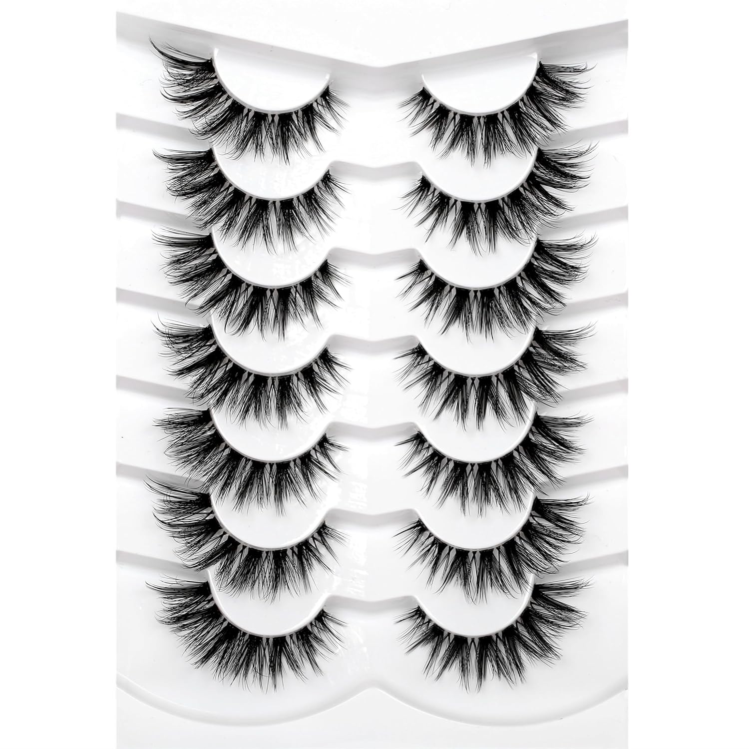 Pooplunch False Eyelashes Cat Eye Look Natural Short Lashes Wispy Clear Band Extension Volume Fake Eyelashes Faux Mink Strip Lashes 7 Pairs Pack