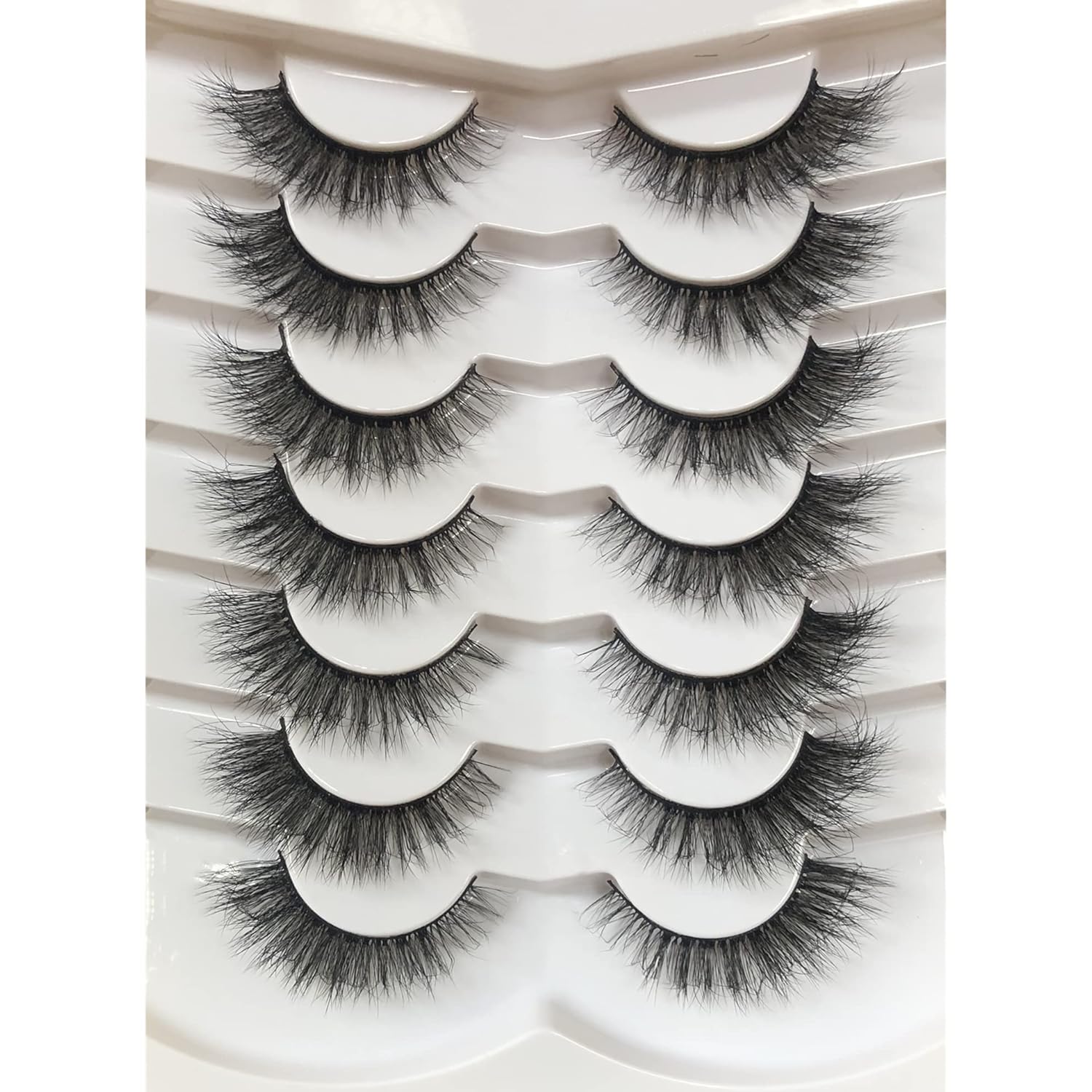 Pooplunch False Eyelashes Cat Eye Look Natural Short Lashes Wispy Clear Band Extension Volume Fake Eyelashes Faux Mink Strip Lashes 7 Pairs Pack