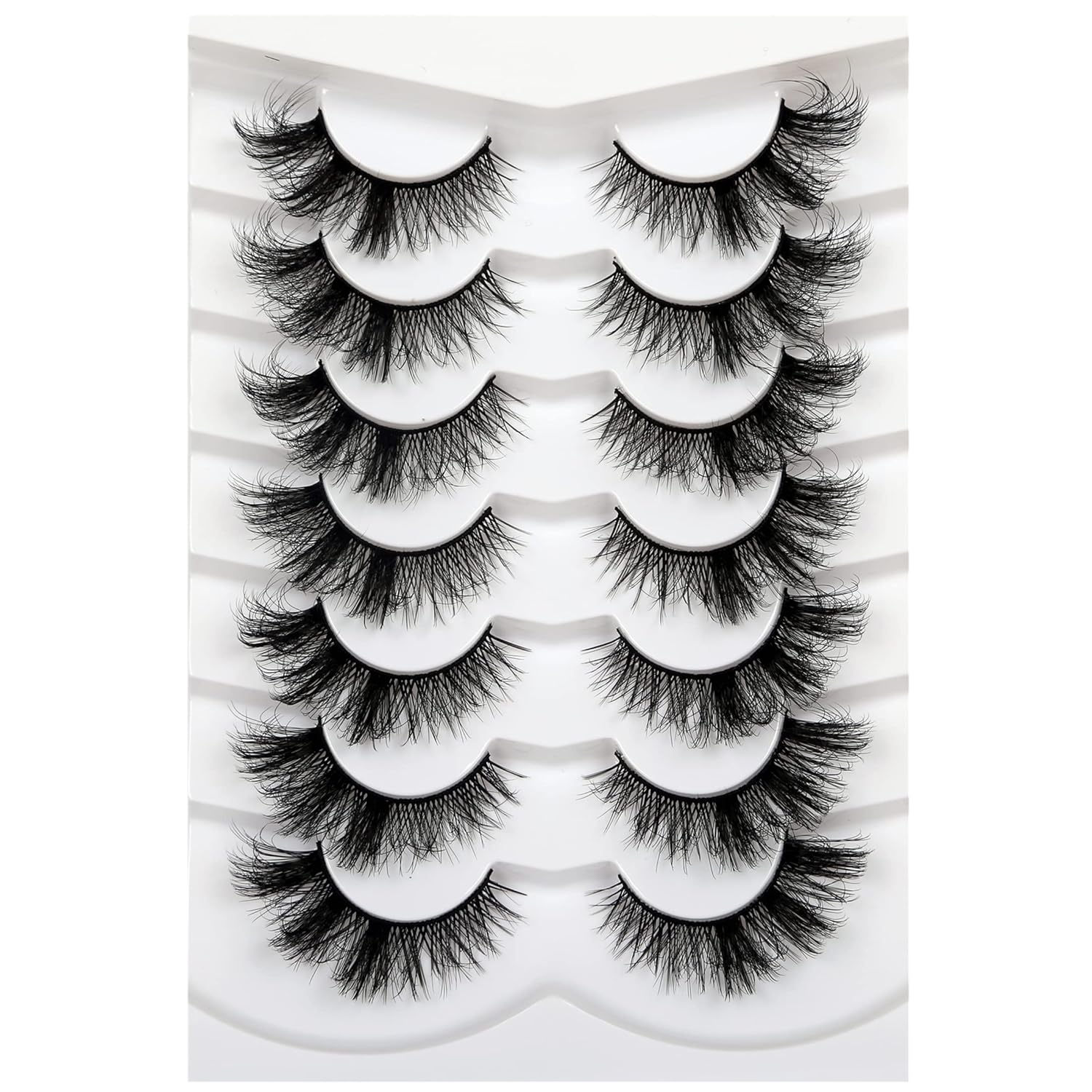 Pooplunch False Eyelashes Cat Eye Look Natural Short Lashes Wispy Clear Band Extension Volume Fake Eyelashes Faux Mink Strip Lashes 7 Pairs Pack
