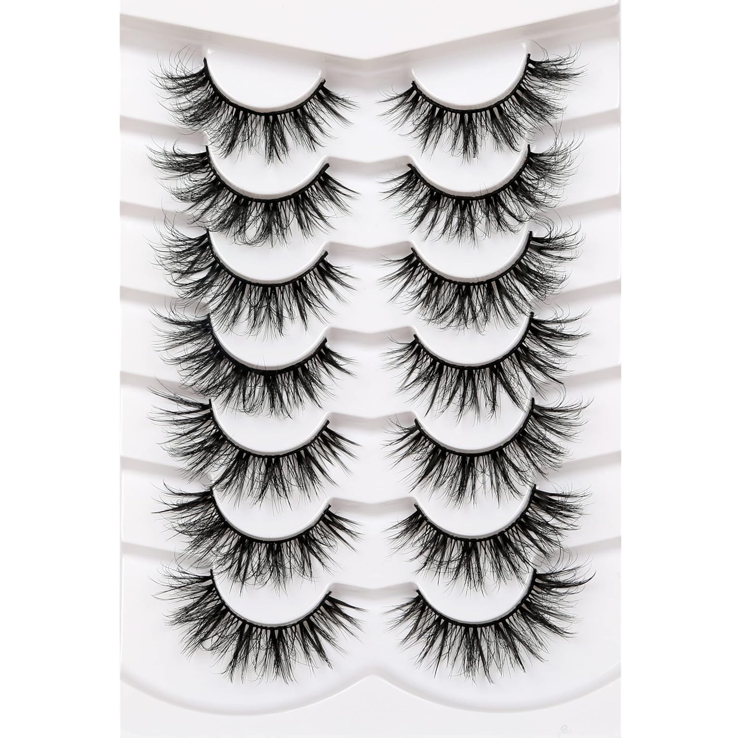 Pooplunch False Eyelashes Cat Eye Look Natural Short Lashes Wispy Clear Band Extension Volume Fake Eyelashes Faux Mink Strip Lashes 7 Pairs Pack