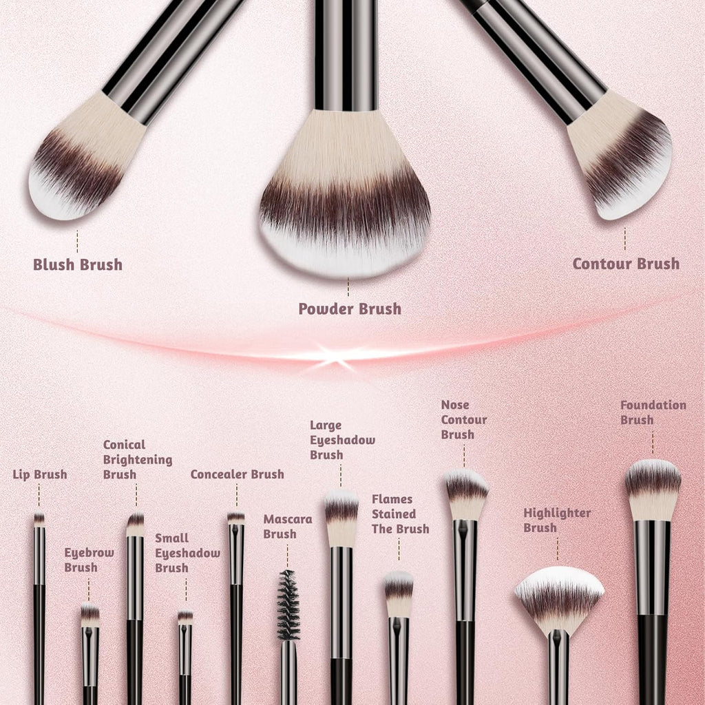 Makeup Brush Set, Premium Synthetic 14 Pcs Makeup Brushes, Travel Makeup Brush Set for Foundation, Concealer, Blush and Eyeshadow Brush