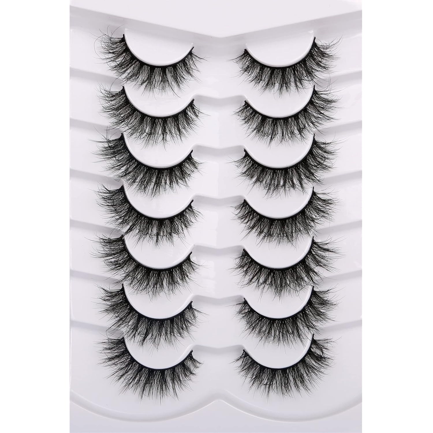 Pooplunch False Eyelashes Cat Eye Look Natural Short Lashes Wispy Clear Band Extension Volume Fake Eyelashes Faux Mink Strip Lashes 7 Pairs Pack