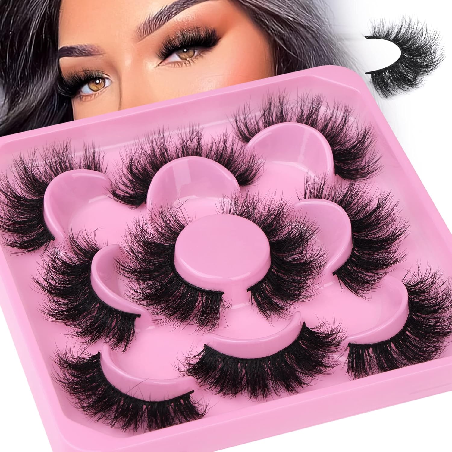 Mink Lashes Full Volume False Eyelashes 18mm Dramatic Faux Mink Eyelashes Natural Look Cat Eye Volume Eye Lashes Multipack by Focipeysa