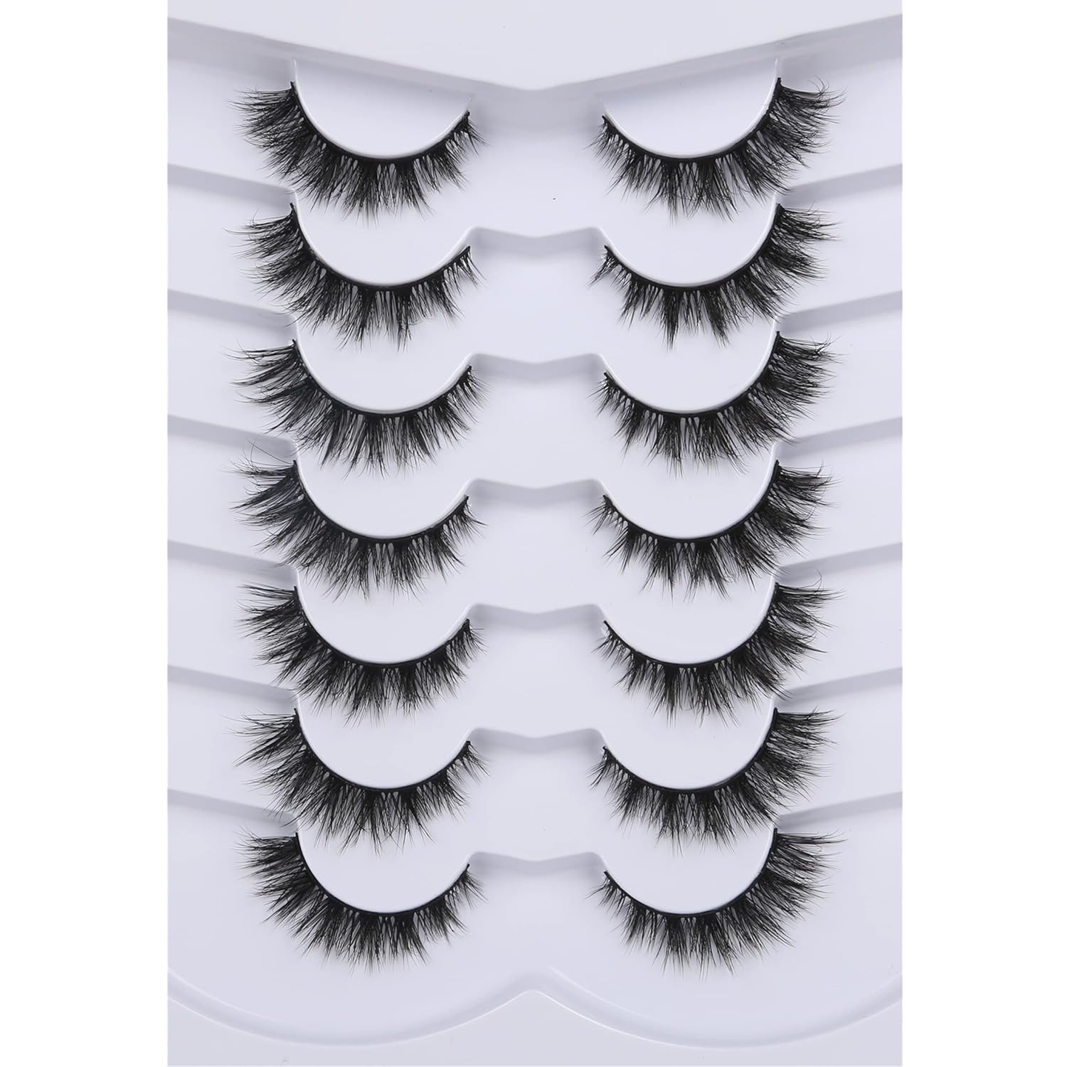 Pooplunch False Eyelashes Cat Eye Look Natural Short Lashes Wispy Clear Band Extension Volume Fake Eyelashes Faux Mink Strip Lashes 7 Pairs Pack