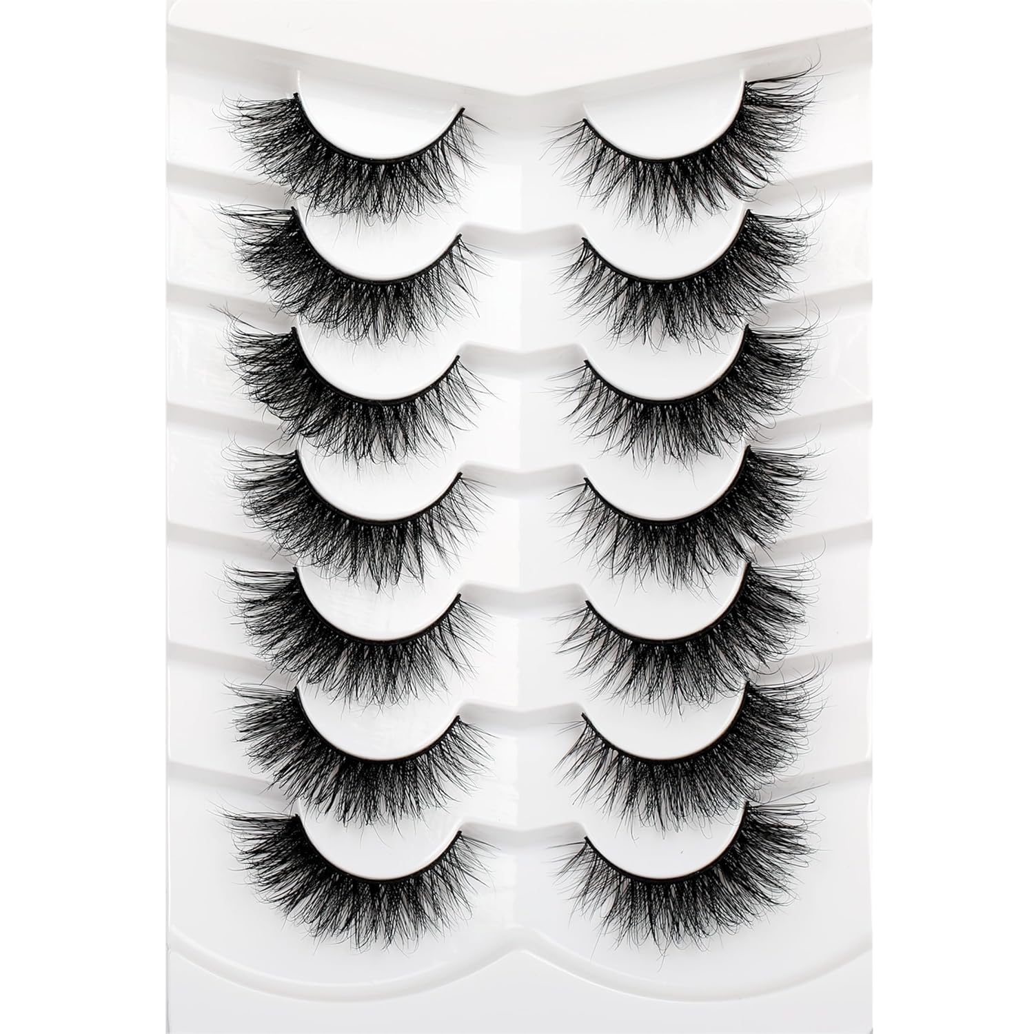 Pooplunch False Eyelashes Cat Eye Look Natural Short Lashes Wispy Clear Band Extension Volume Fake Eyelashes Faux Mink Strip Lashes 7 Pairs Pack