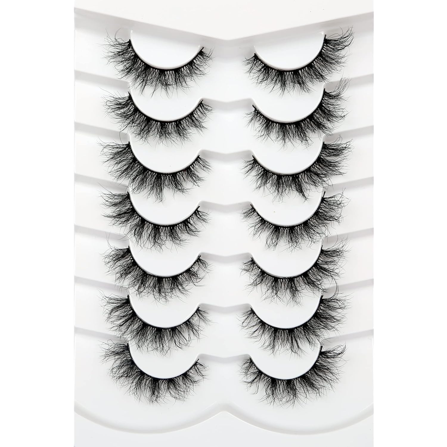 Pooplunch False Eyelashes Cat Eye Look Natural Short Lashes Wispy Clear Band Extension Volume Fake Eyelashes Faux Mink Strip Lashes 7 Pairs Pack